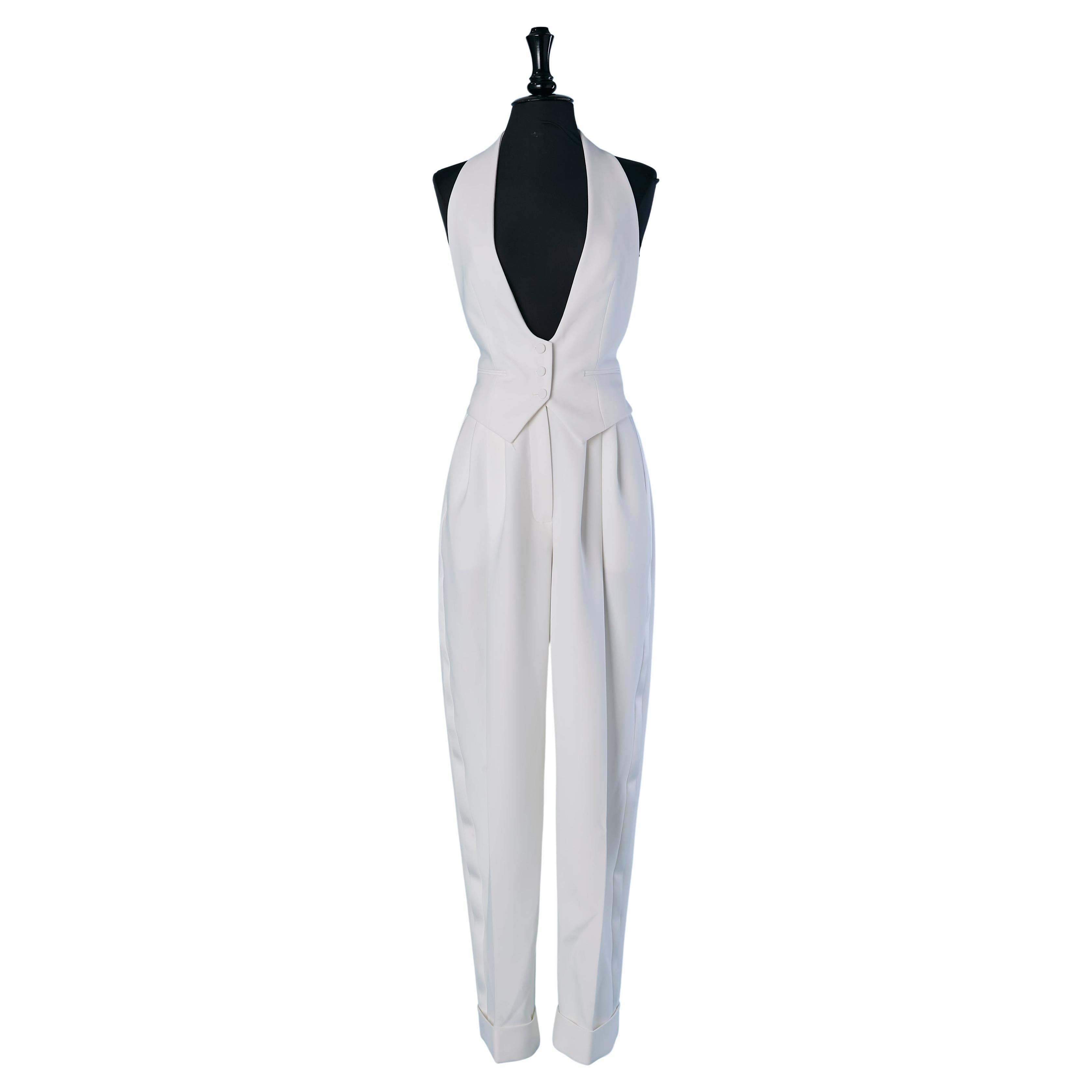 White Trompe l
oeil vest and trouser backless jumpsuit ALEXANDRE VAUTHIER