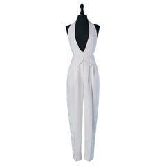 White Trompe l'oeil vest and trouser backless jumpsuit ALEXANDRE VAUTHIER