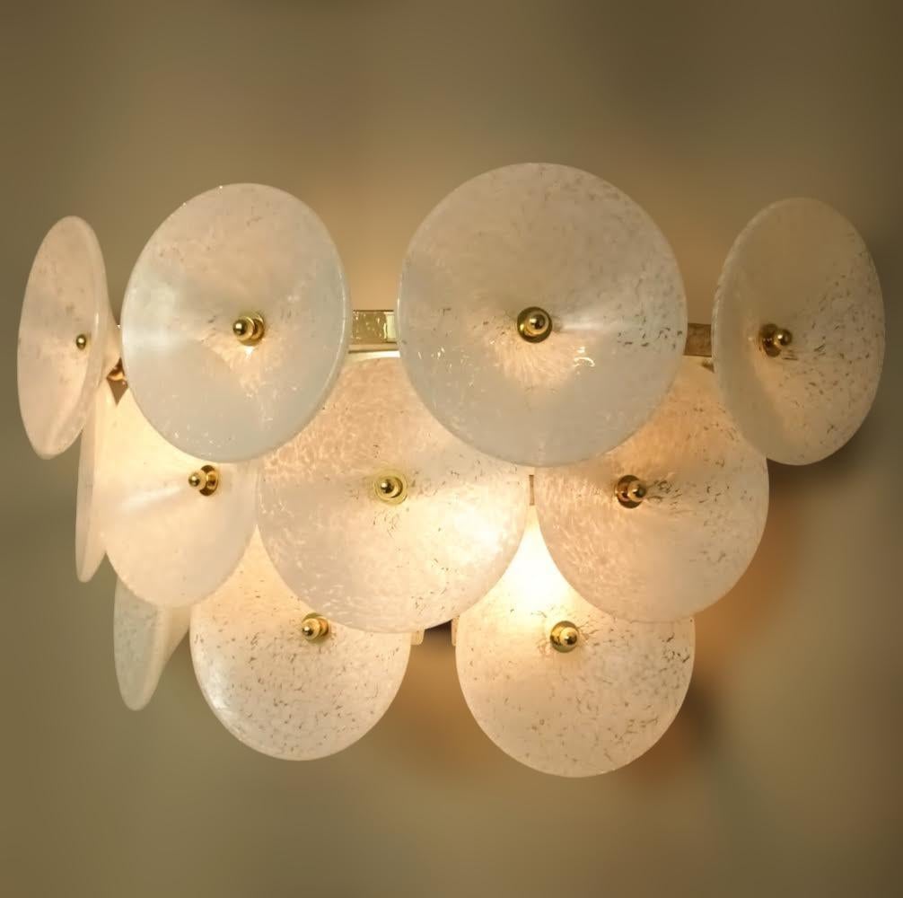 Murano Glass White Trumpets Sconces, 3 Available For Sale
