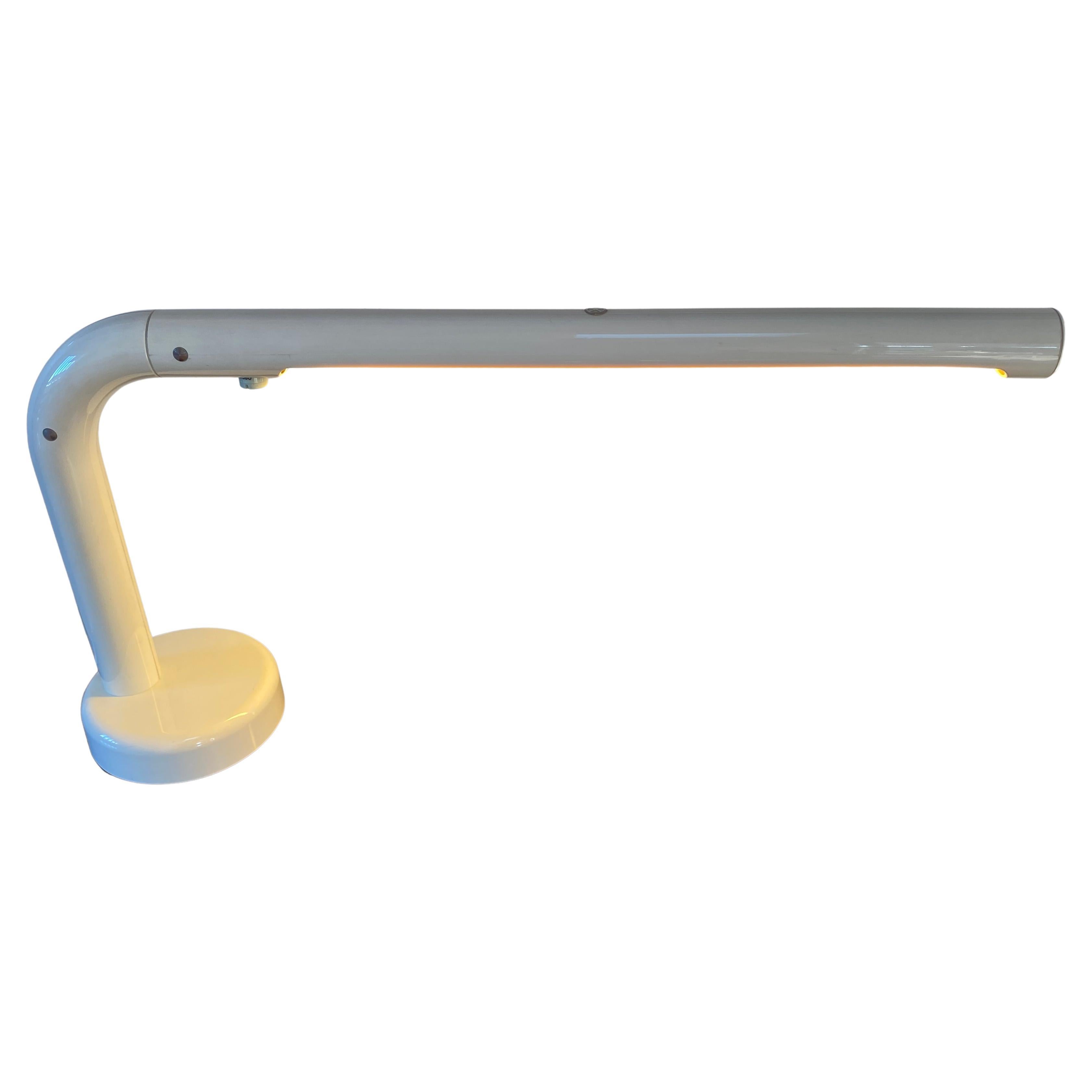 White Tube Desk Lamp by Anders Pehrson for Atelje Lyktan, 1970s For Sale