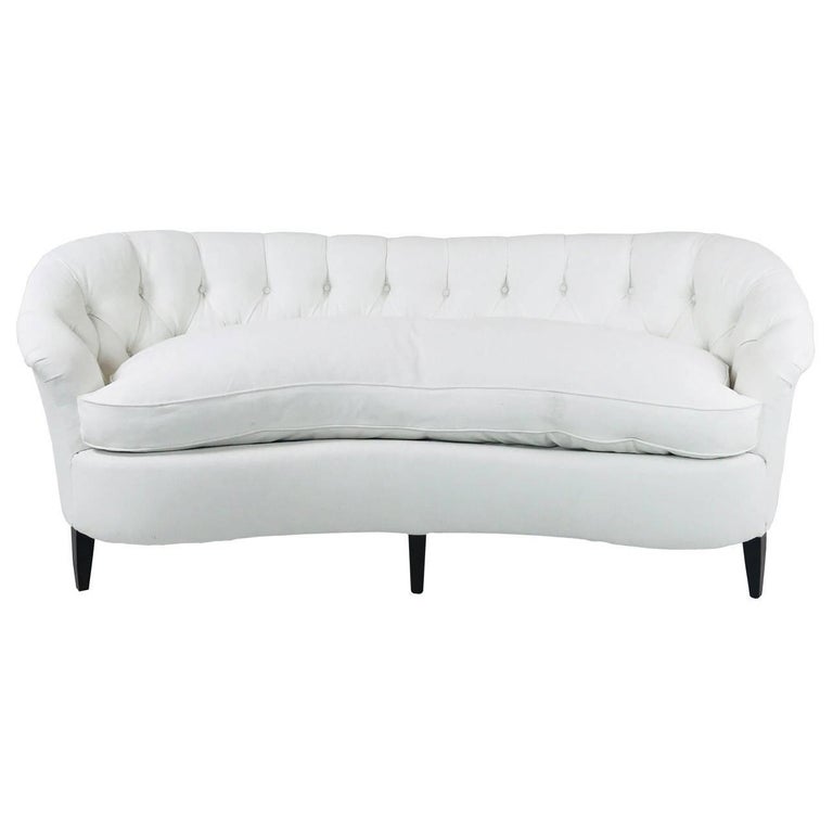Curved White Italian Sofa at 1stdibs