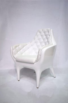 White Tufted Leather and Lacquer Armchair by Bd Barcelona