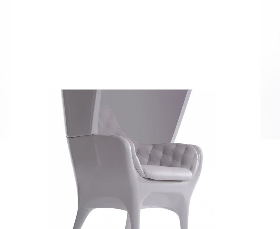 Modern White Tufted Leather and Lacquer Armchair by Bd Barcelona For Sale