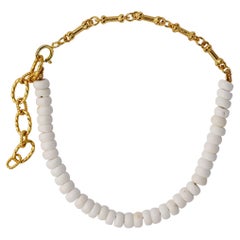 Pulsera de Turquesa Blanca y Cadena de Huesos de Perro -by Bombyx House