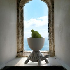 In Stock in Los Angeles, White Turtle Carry Planter / Champagne Cooler