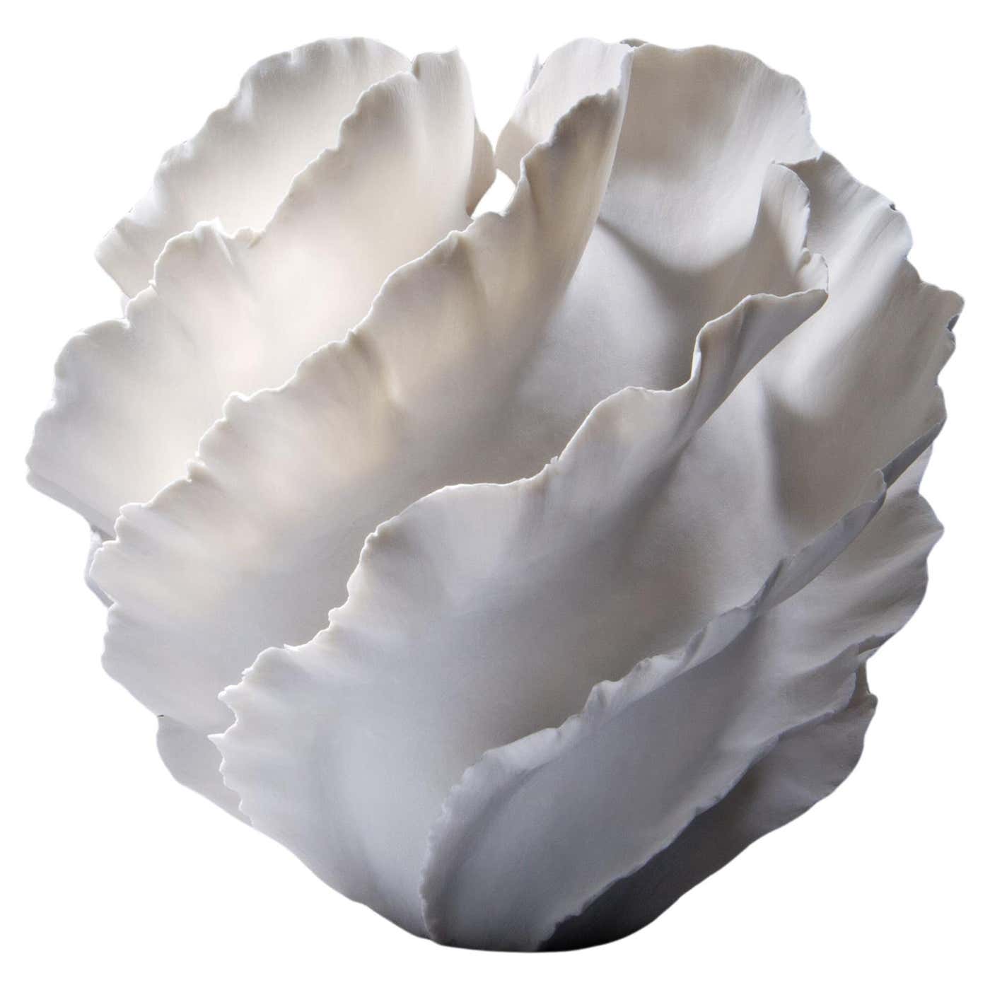White Undulating Ruffled Sculpture, Sandra Davolio For Sale at 1stDibs