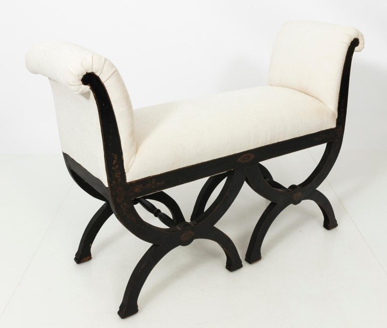 White Upholstered Bench at 1stDibs