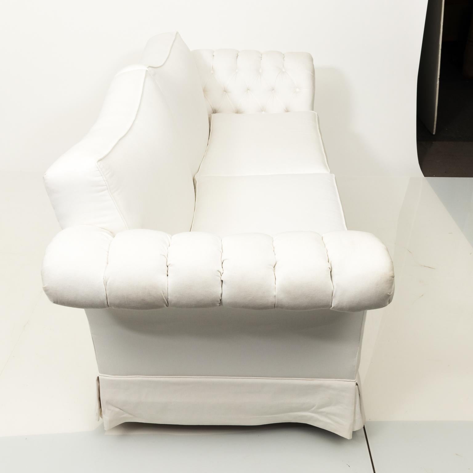 White Upholstered Custom Made Two-Cushion Sofa 1