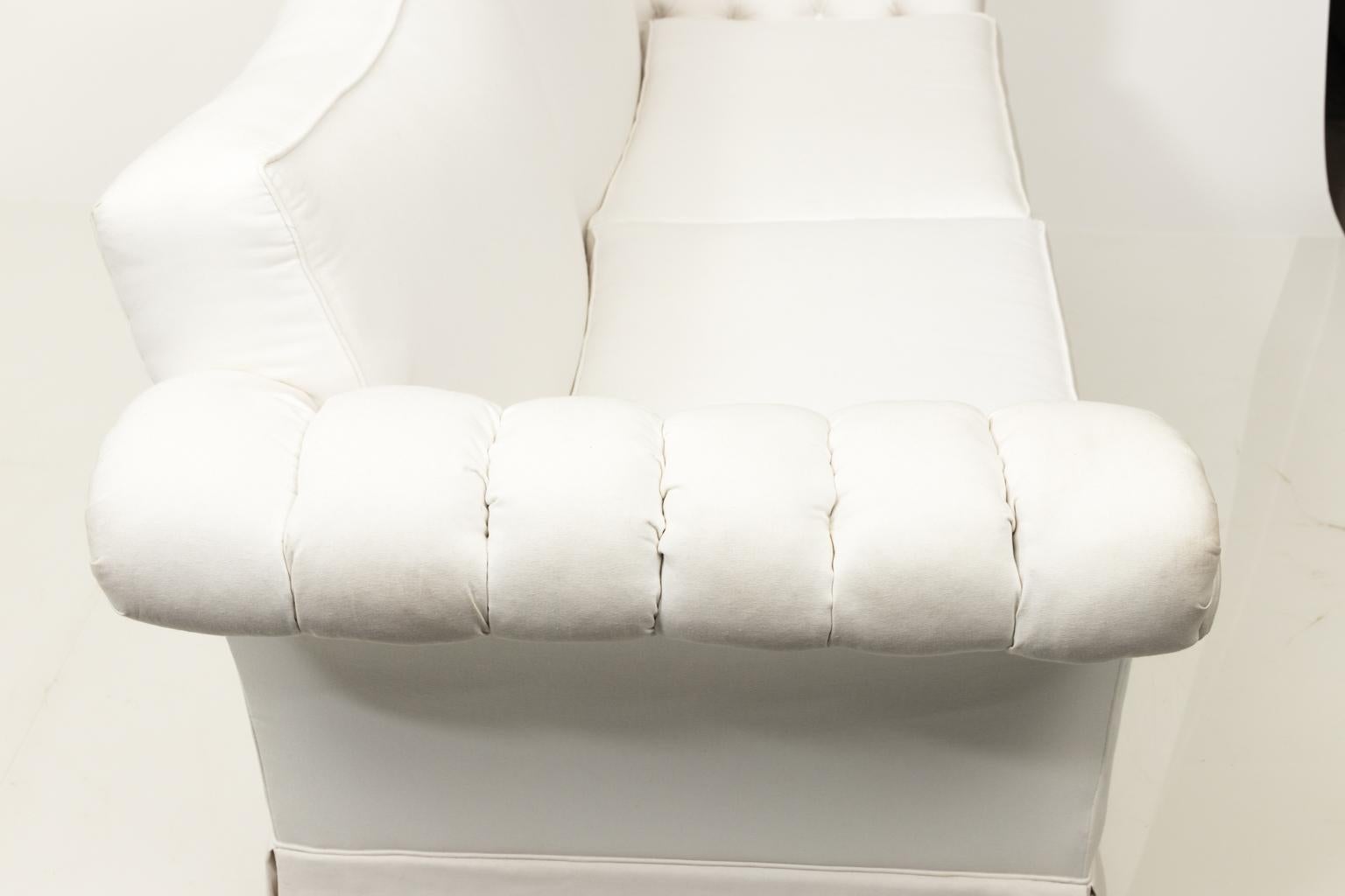 White Upholstered Custom Made Two-Cushion Sofa 3