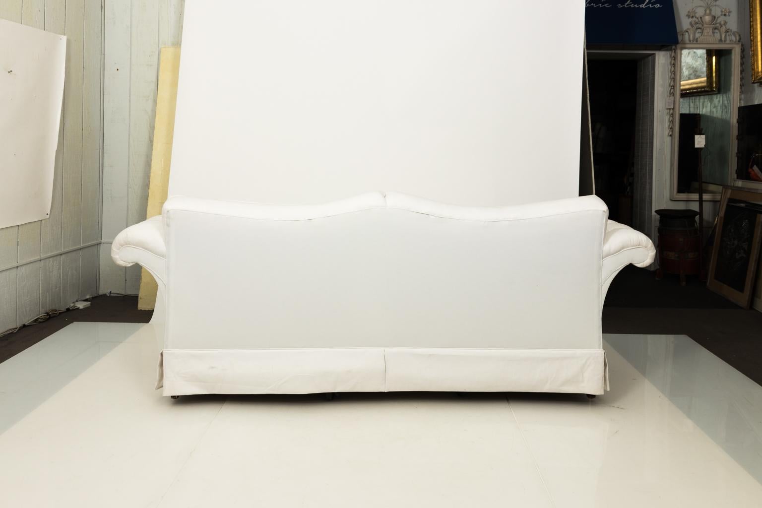 White Upholstered Custom Made Two-Cushion Sofa 4