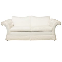 White Upholstered Custom Made Two-Cushion Sofa