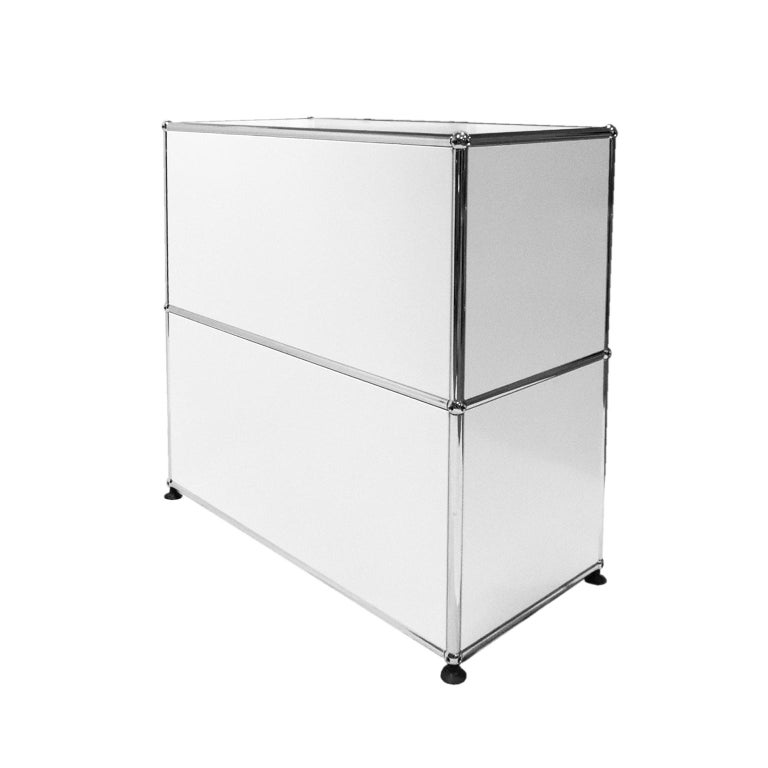 White USM Modular Furniture Storage Unit Designed by Fritz Haller at