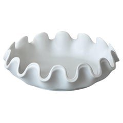 White 'Vaga' Bowl by Wilhelm Kage for Gustavsberg Studio, Sweden, 1940s
