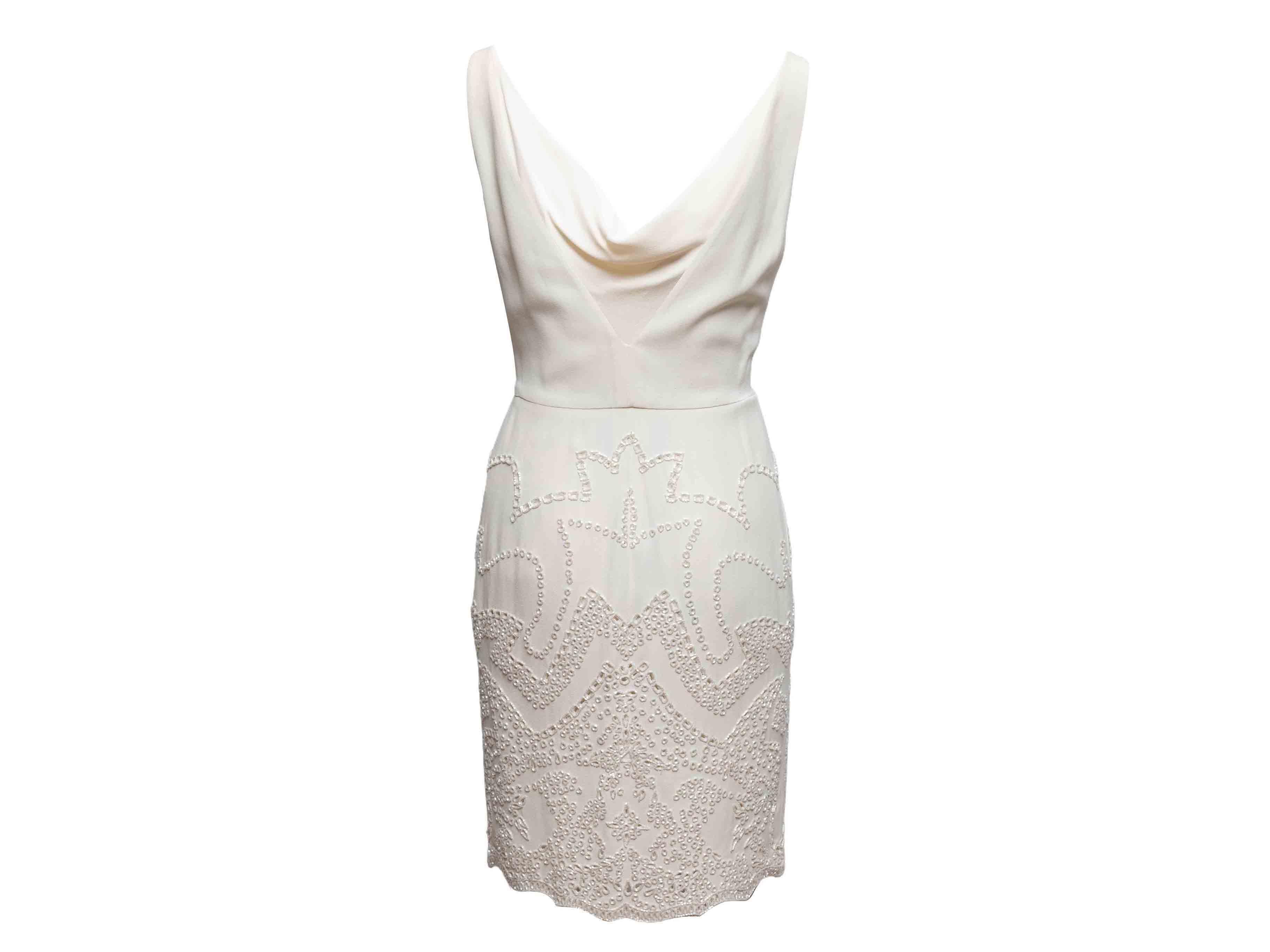 Weiß Valentino Boutique verschönert Cowl Neck Kleid Größe US 10 im Zustand „Gut“ im Angebot in New York, NY