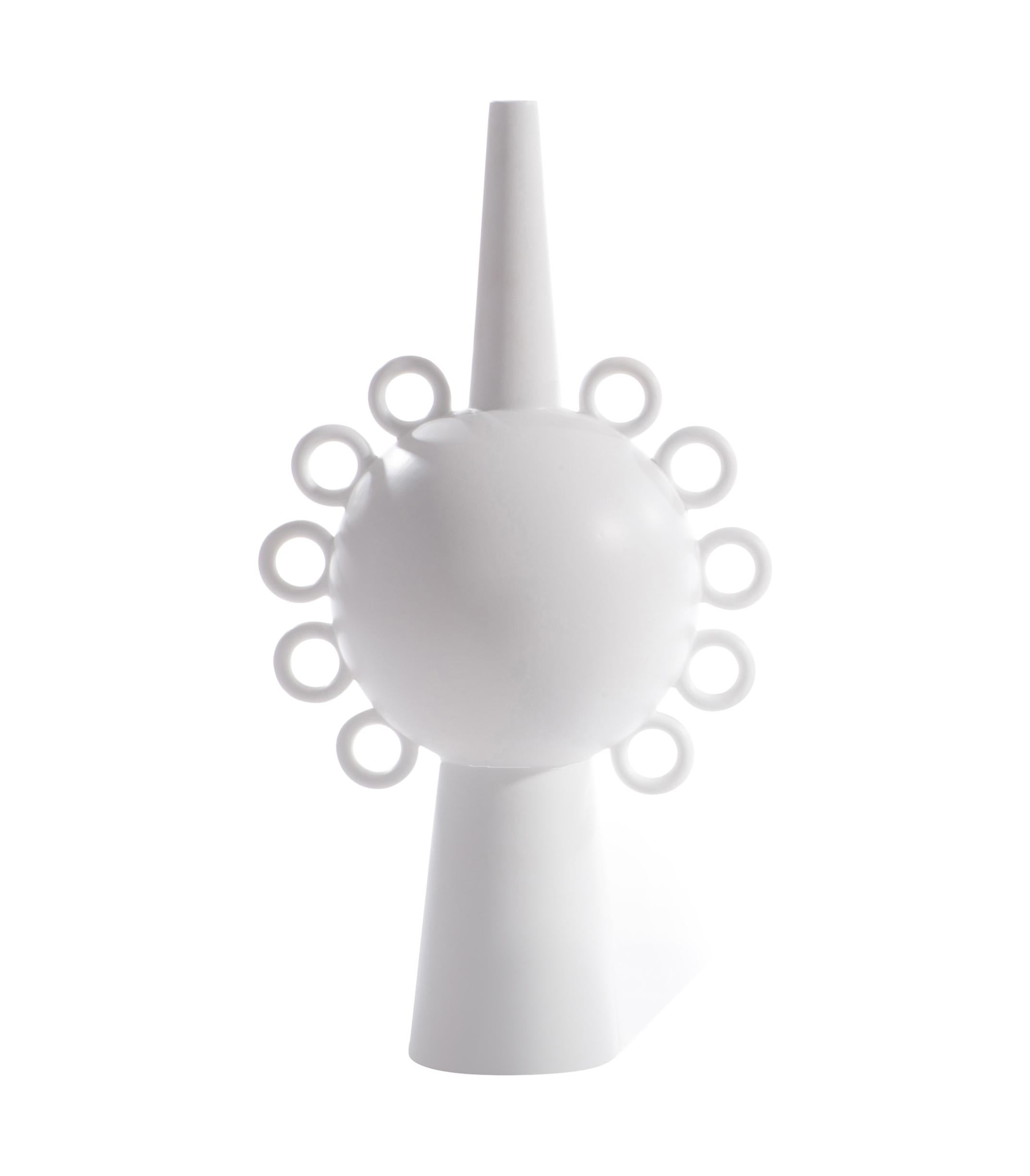 French White Vase All-Over Circles, France, Contemporary For Sale