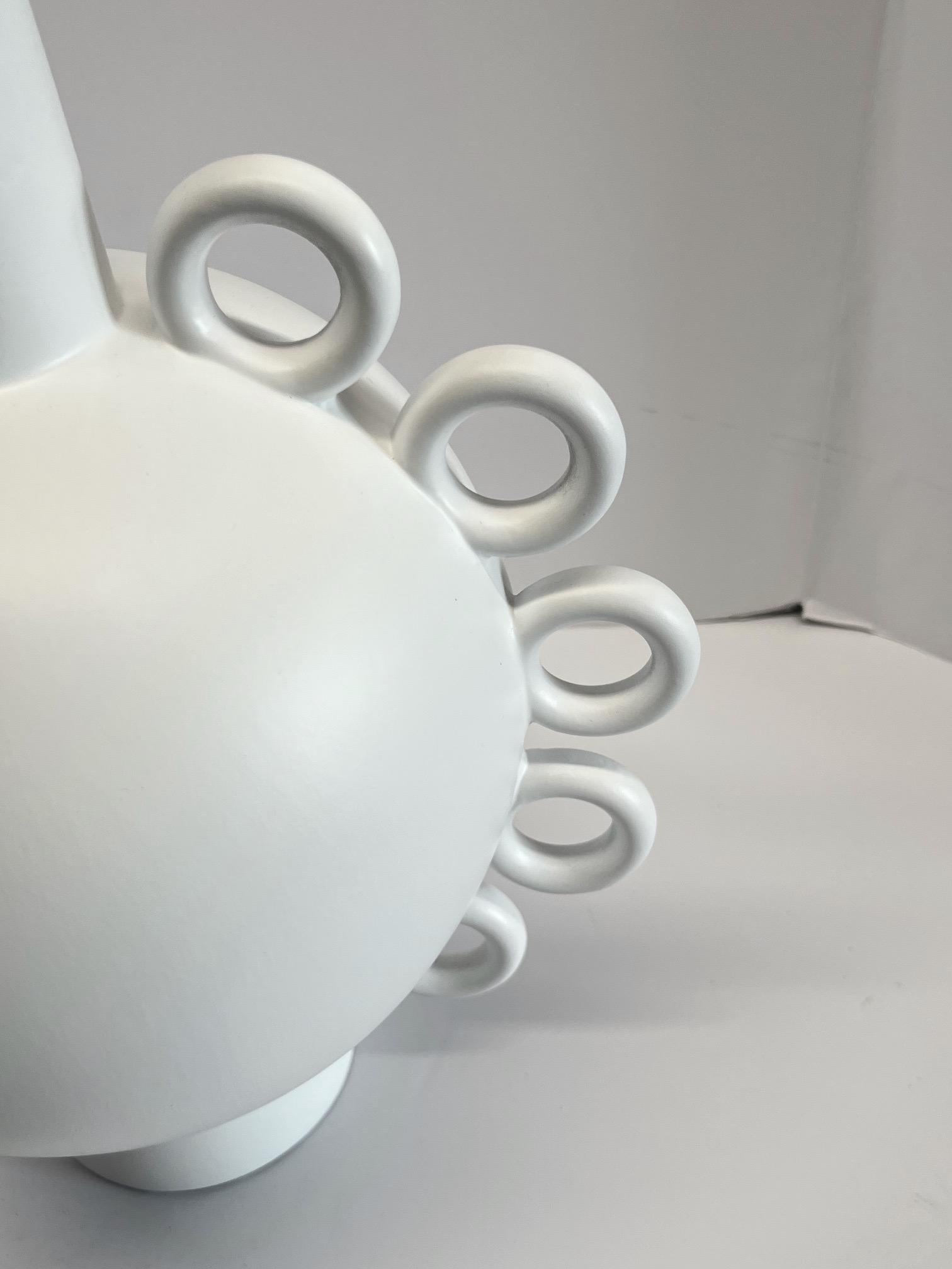 White Vase All-Over Circles, France, Contemporary In New Condition For Sale In New York, NY