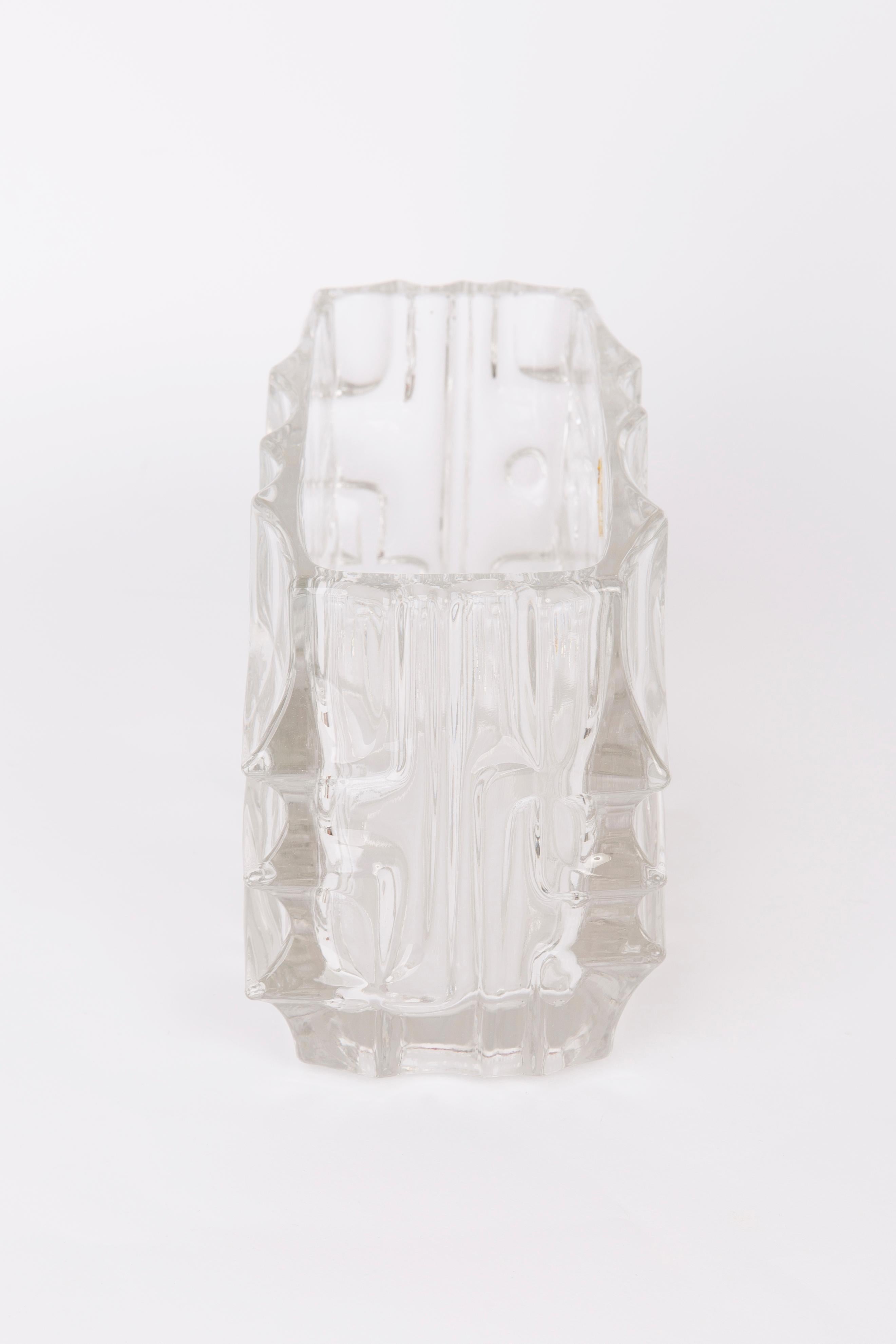 Glass White Vase by Vladislav Urban for Sklo Union, 20th Century, Europe, 1960s For Sale