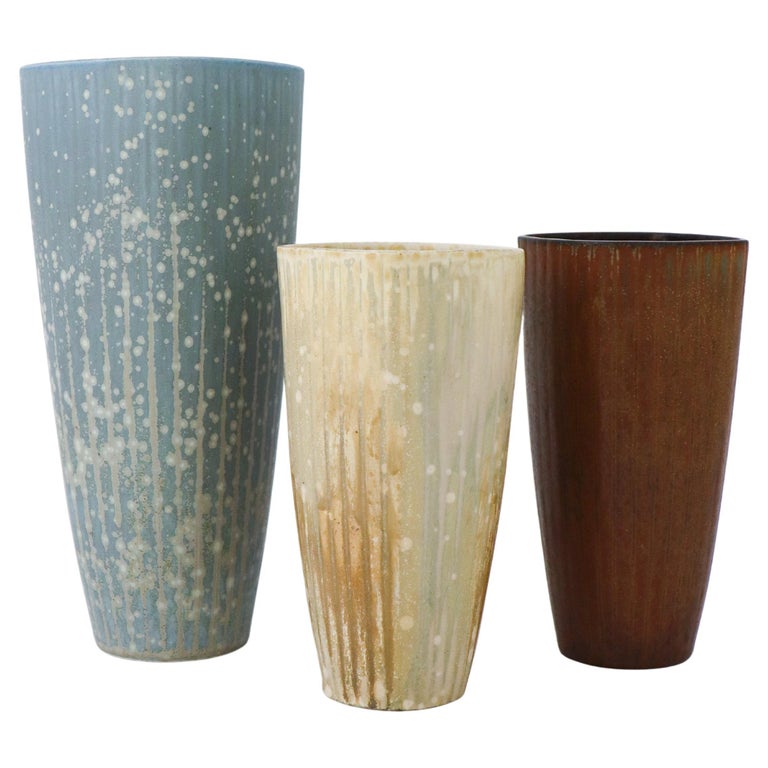 Vases et Bol Ritzi Mid-Century par Gunnar Nylund pour Rörstrand, Set de 3 en vente sur