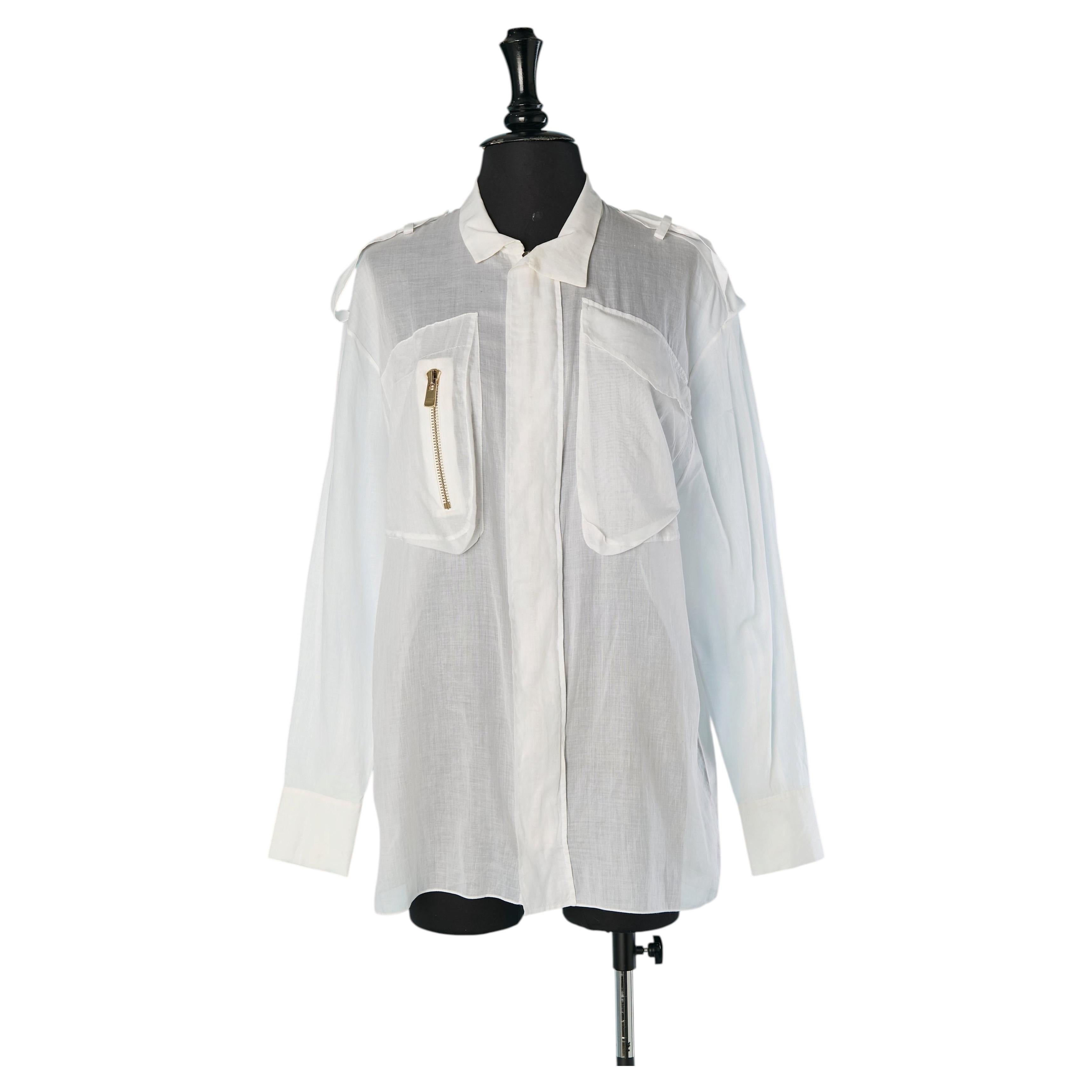 White veil cotton long shirt ALEXANDRE VAUTHIER Couture For Sale