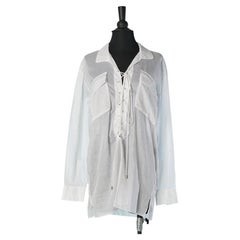 Túnica de algodón de velo blanco con tachuelas y cordones en la parte delantera ALEXANDRE VAUTHIER