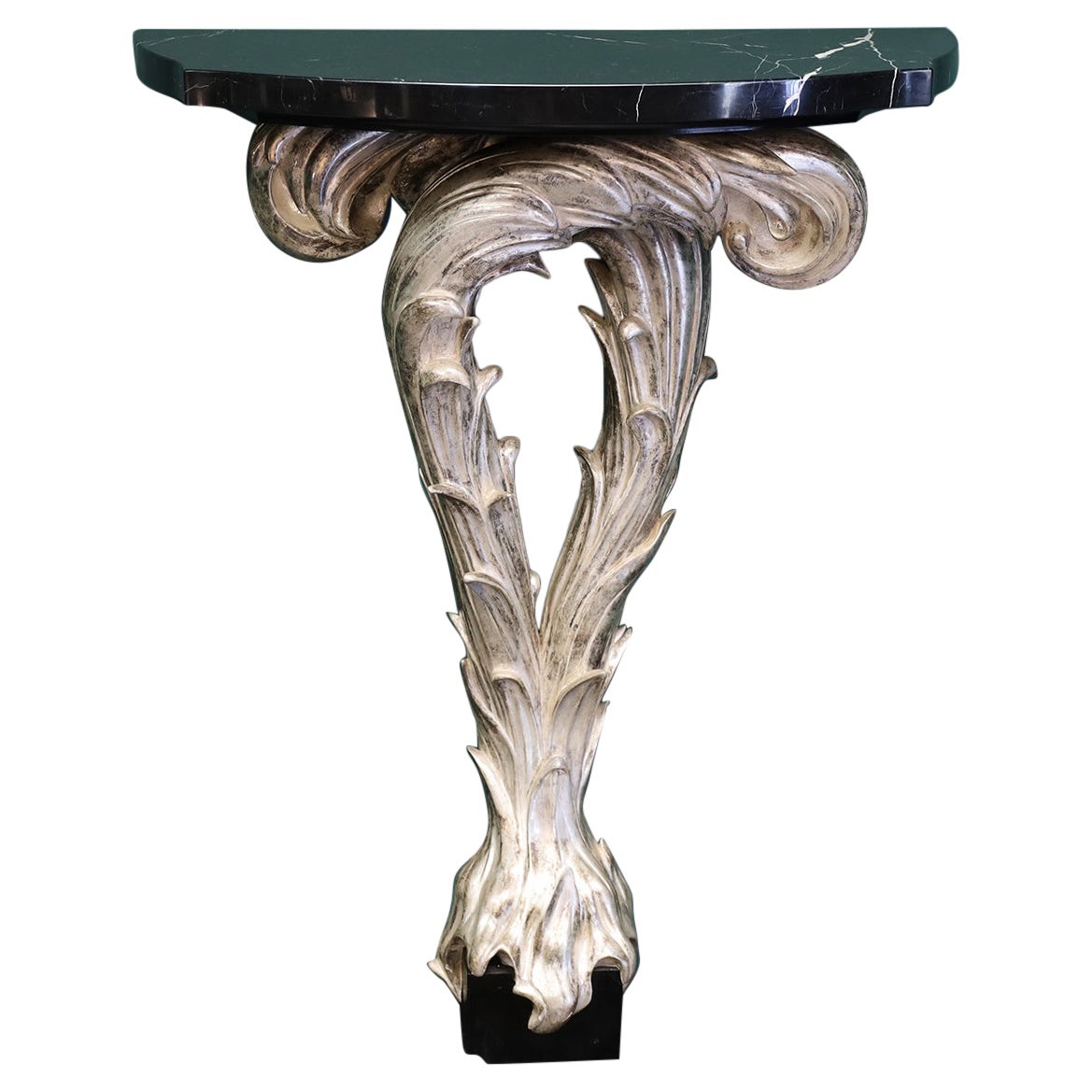 White-Veined Black Marble Console Table After a Design by Serge Roche For Sale