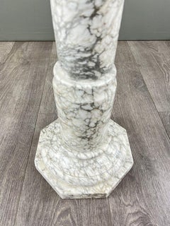 White Veined Marble Column, 20th Century