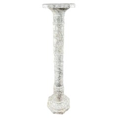White Veined Marble Column, 20th Century