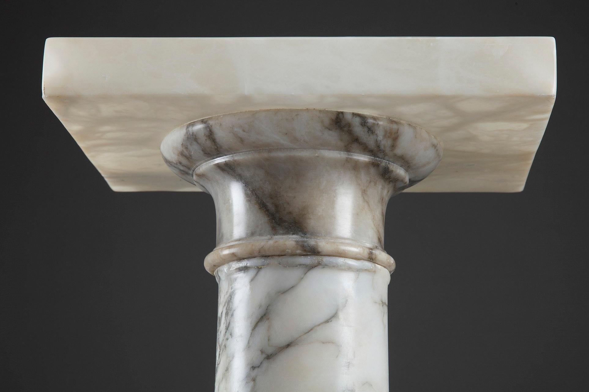 White Veined Marble Pedestal, Late 19th Century 5