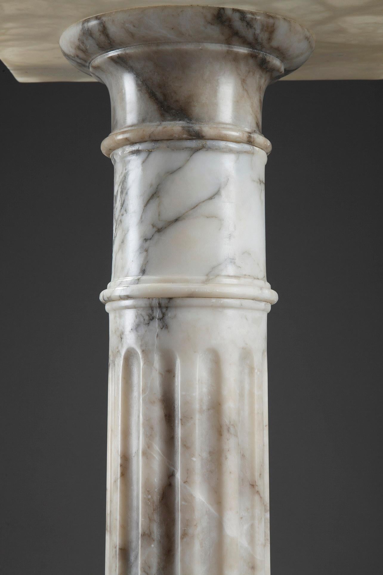White Veined Marble Pedestal, Late 19th Century 6