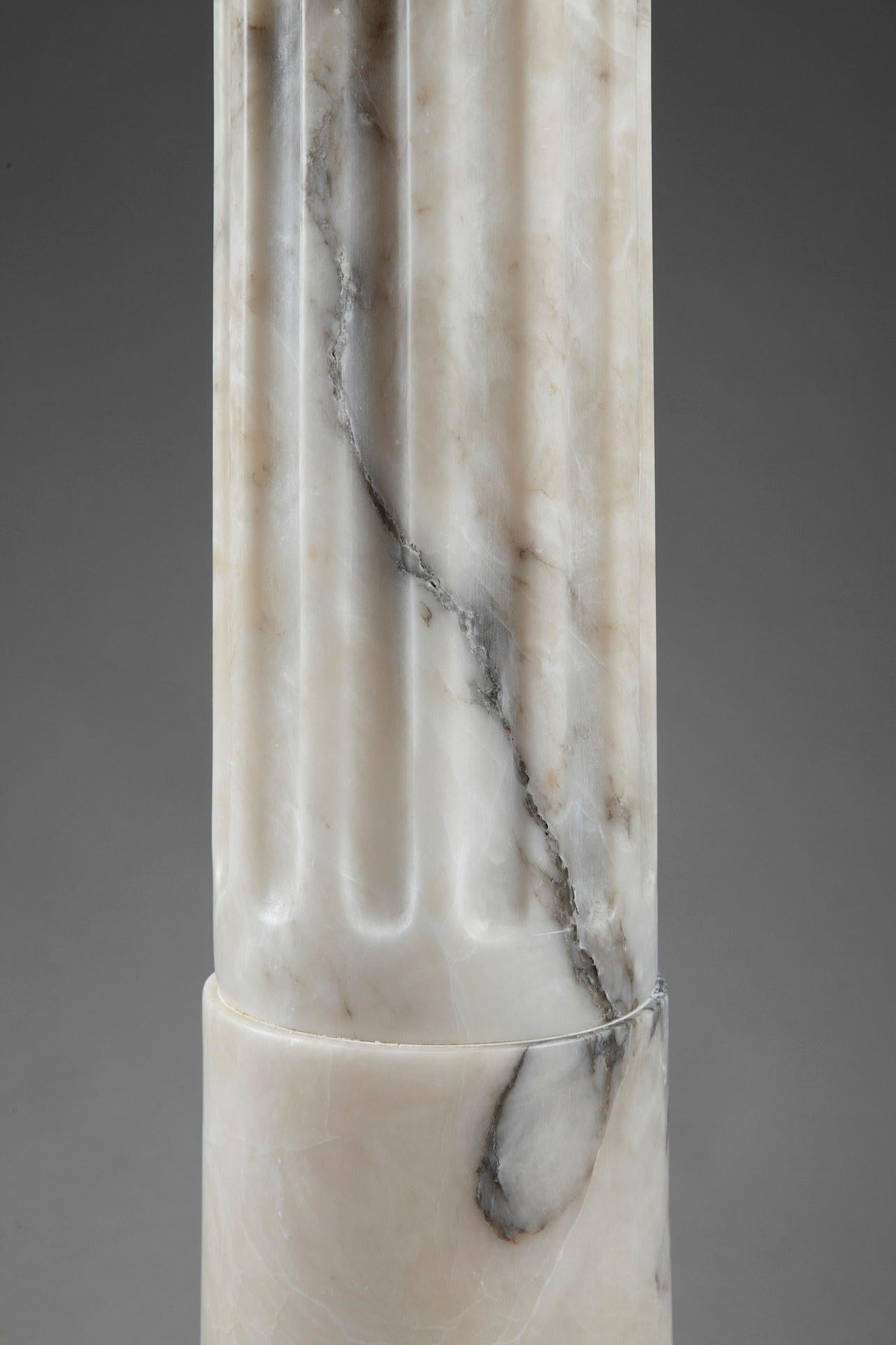 White Veined Marble Pedestal, Late 19th Century 7