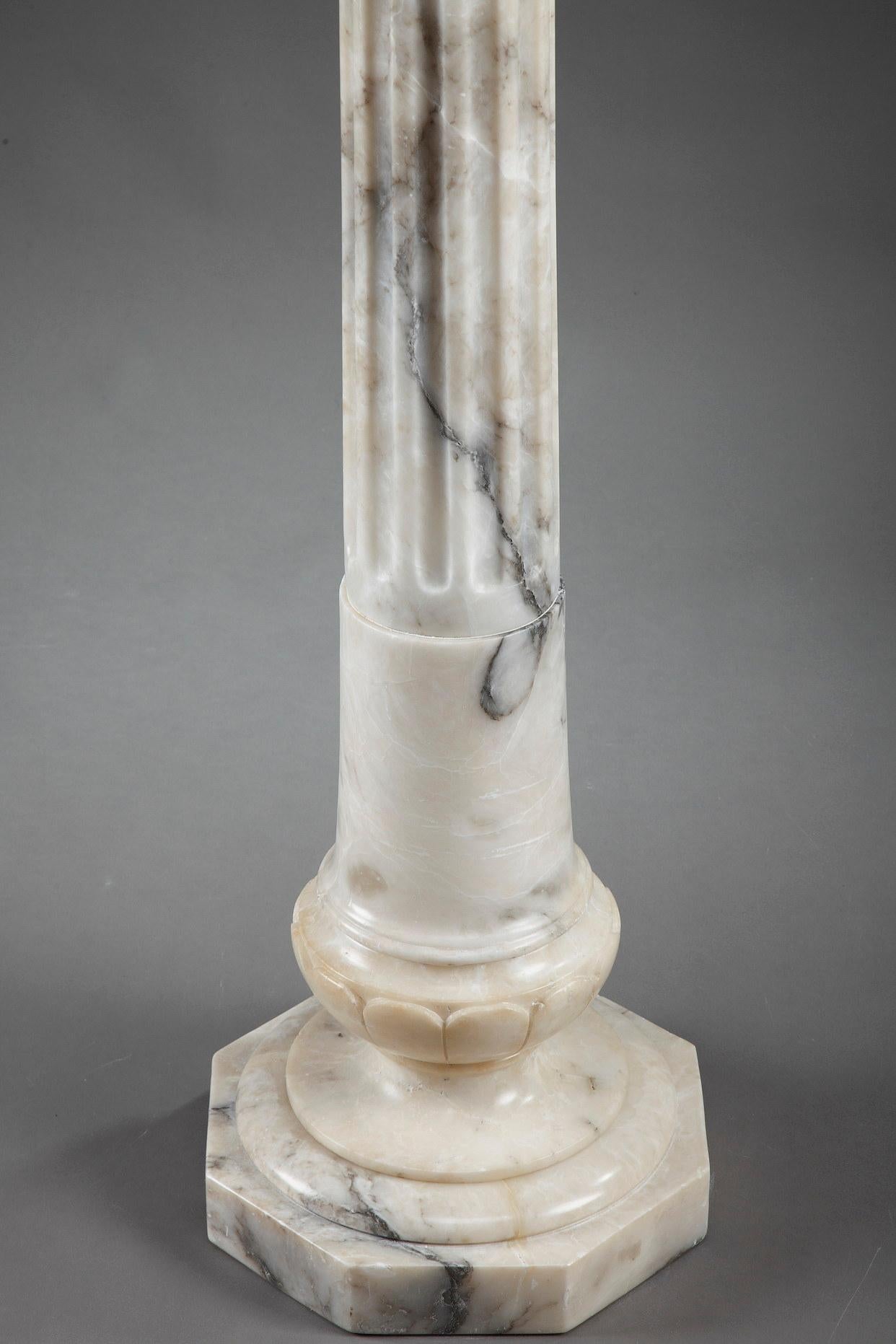 White Veined Marble Pedestal, Late 19th Century 9