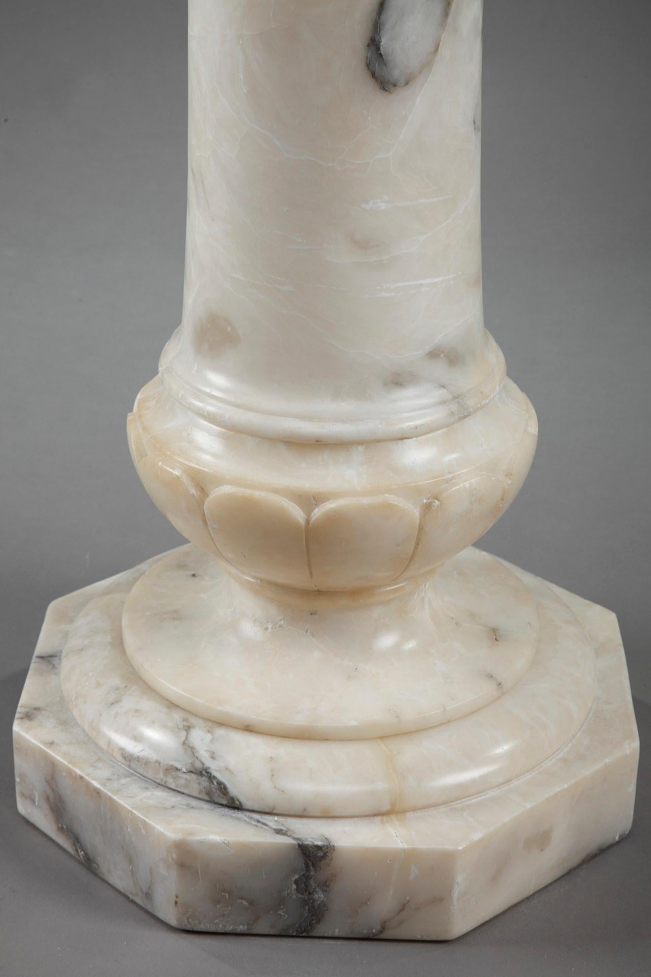 White Veined Marble Pedestal, Late 19th Century 10