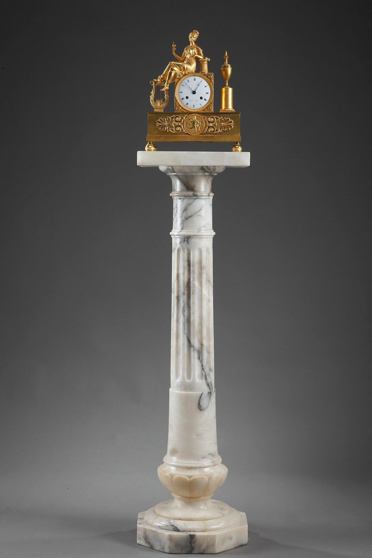 White Veined Marble Pedestal, Late 19th Century 11