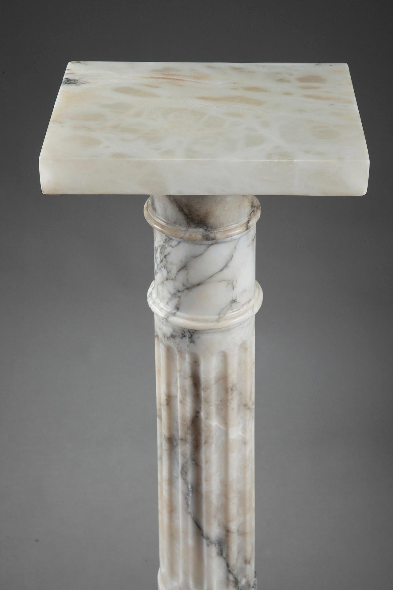 White Veined Marble Pedestal, Late 19th Century 3
