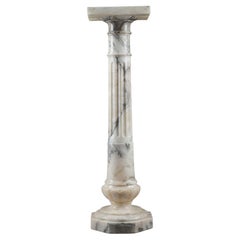White Veined Marble Pedestal, Late 19th Century