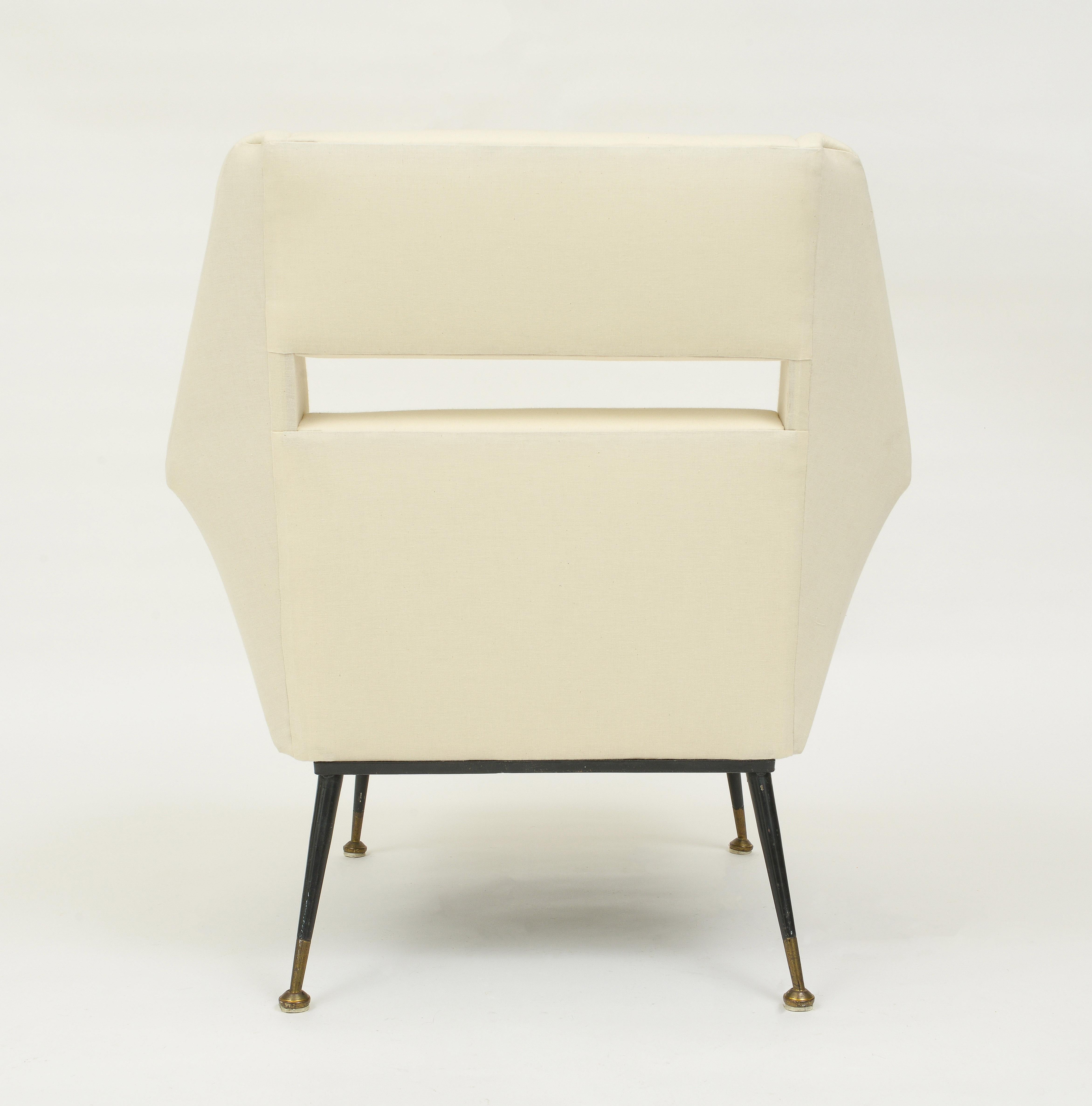 White Velvet Gigi Radice Minotti Pair of Lounge Chairs, Italy, 1950s 3