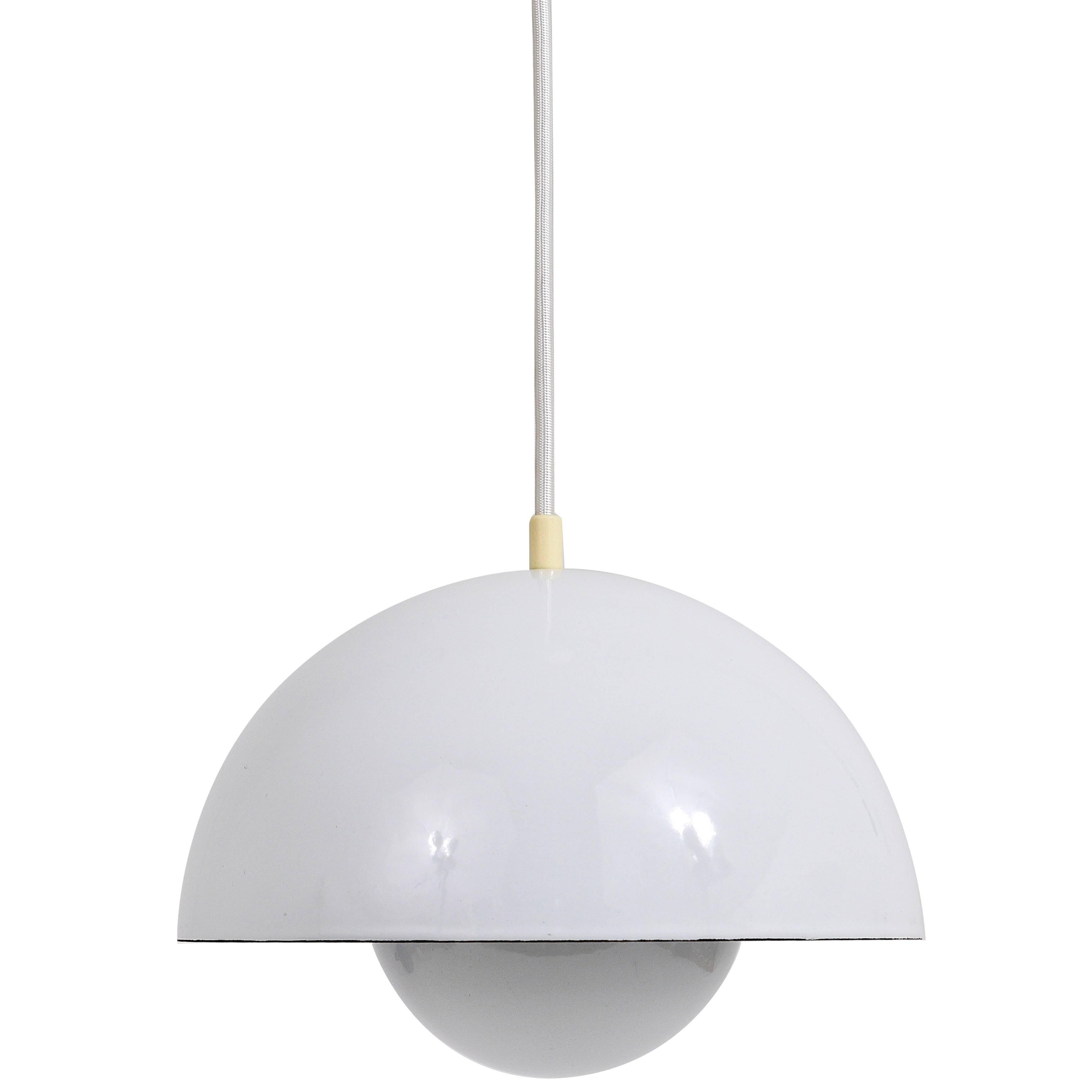 White Verner Panton Flowerpot Pendant Lamp, Louis Poulsen, Denmark, 1969
