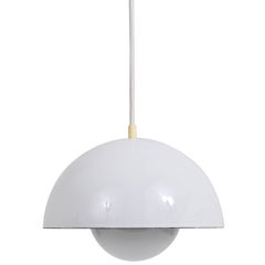 White Verner Panton Flowerpot Pendant Lamp, Louis Poulsen, Denmark, 1969