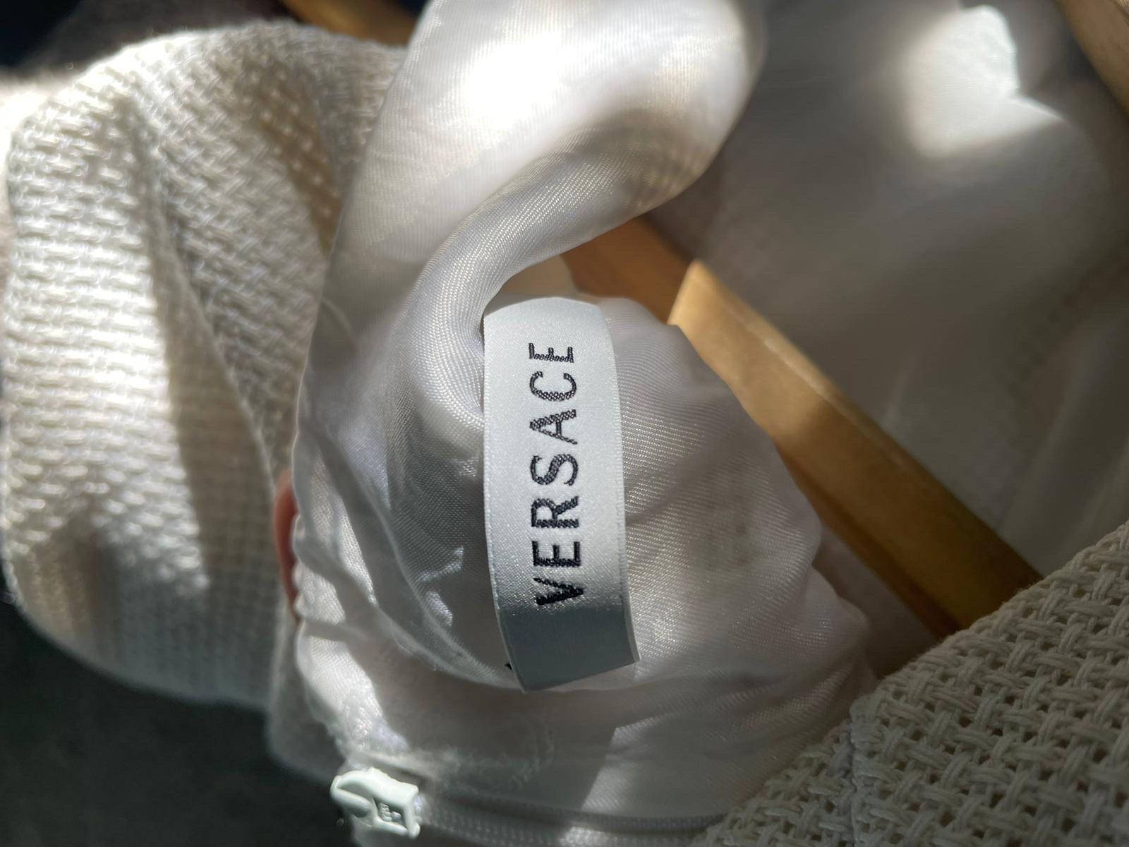 White Versace dress in cotton with silk details For Sale 1