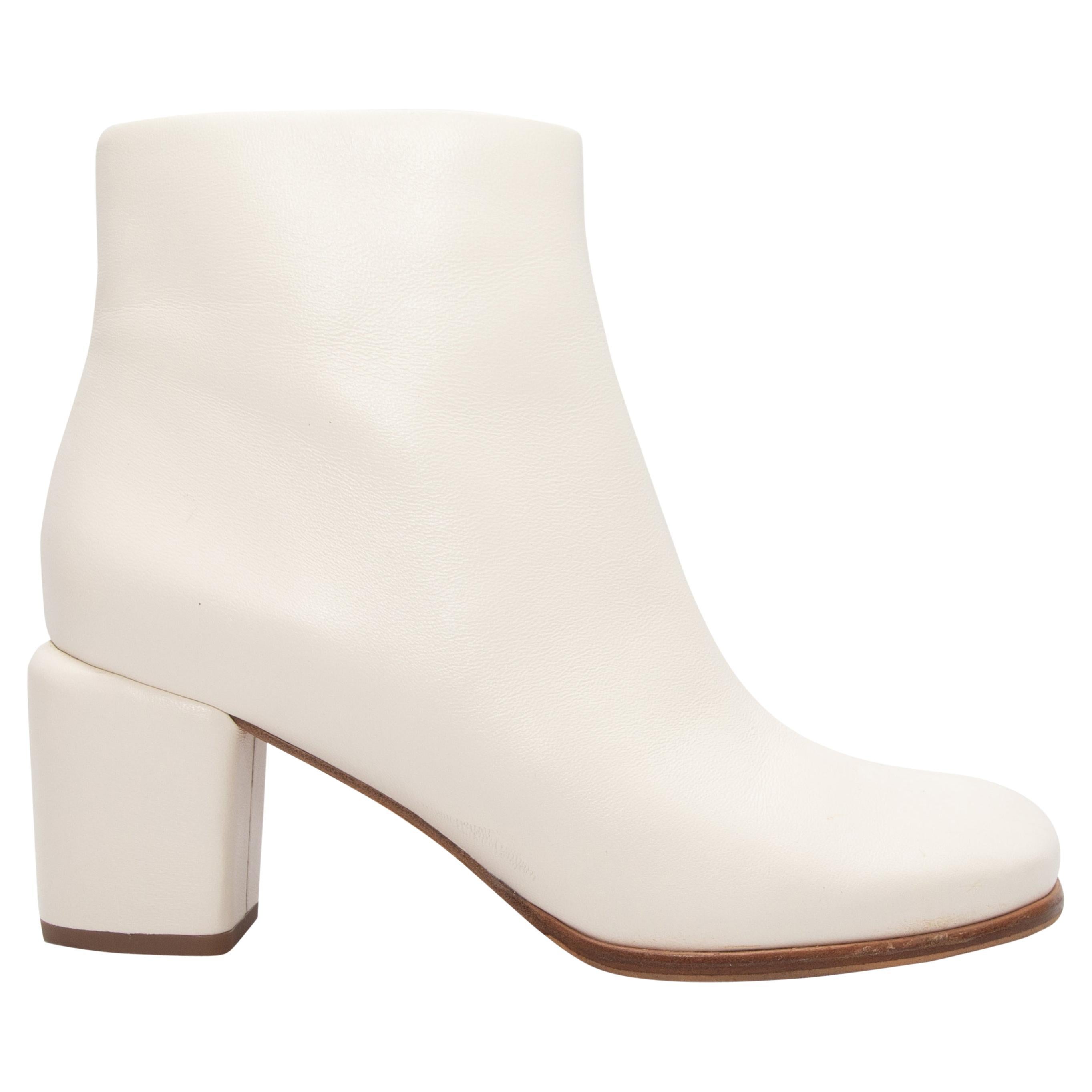 White Vince Heeled Leather Ankle Boots