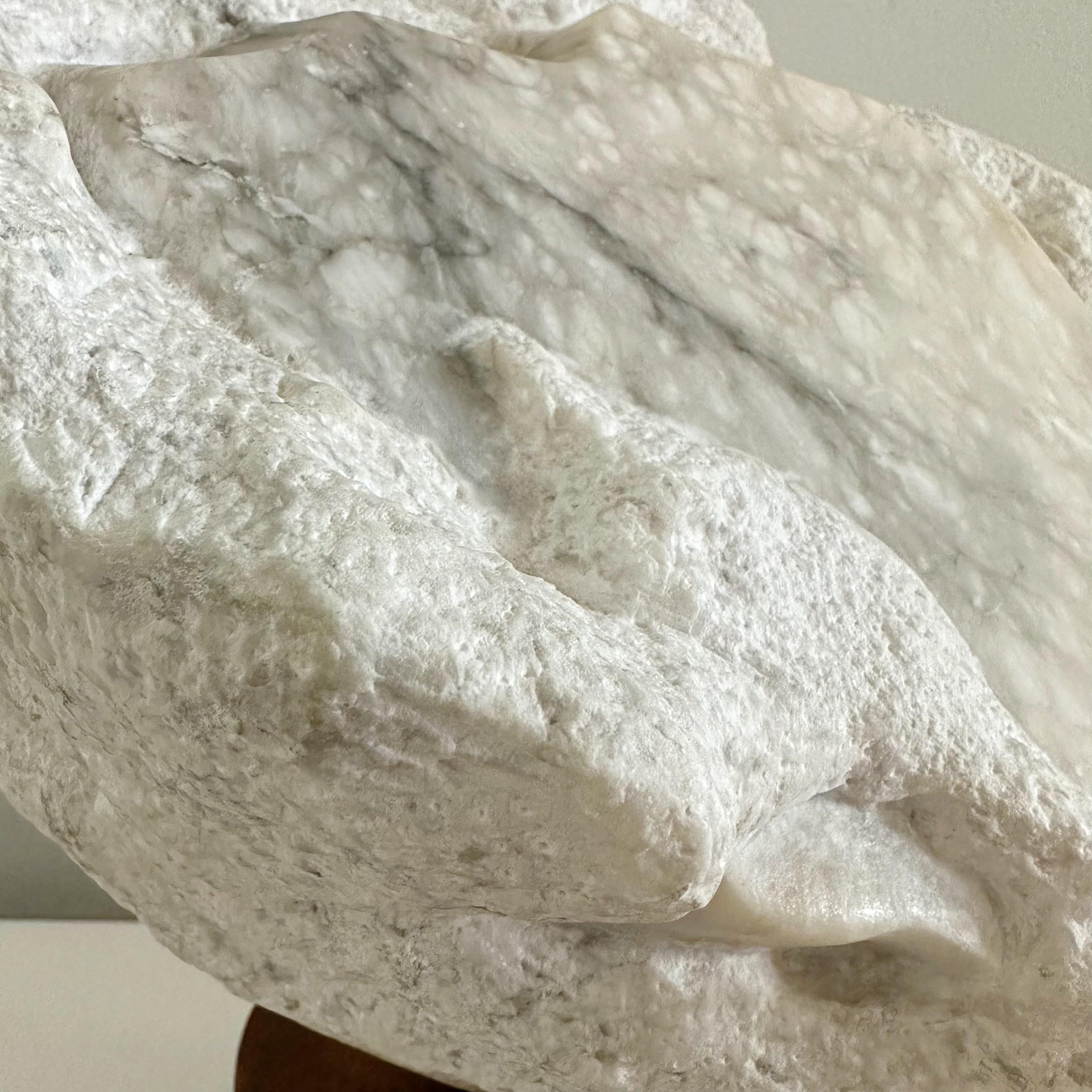 White Vintage Abstract Marble Sculpture on Wood Base In Good Condition For Sale In West Palm Beach, FL