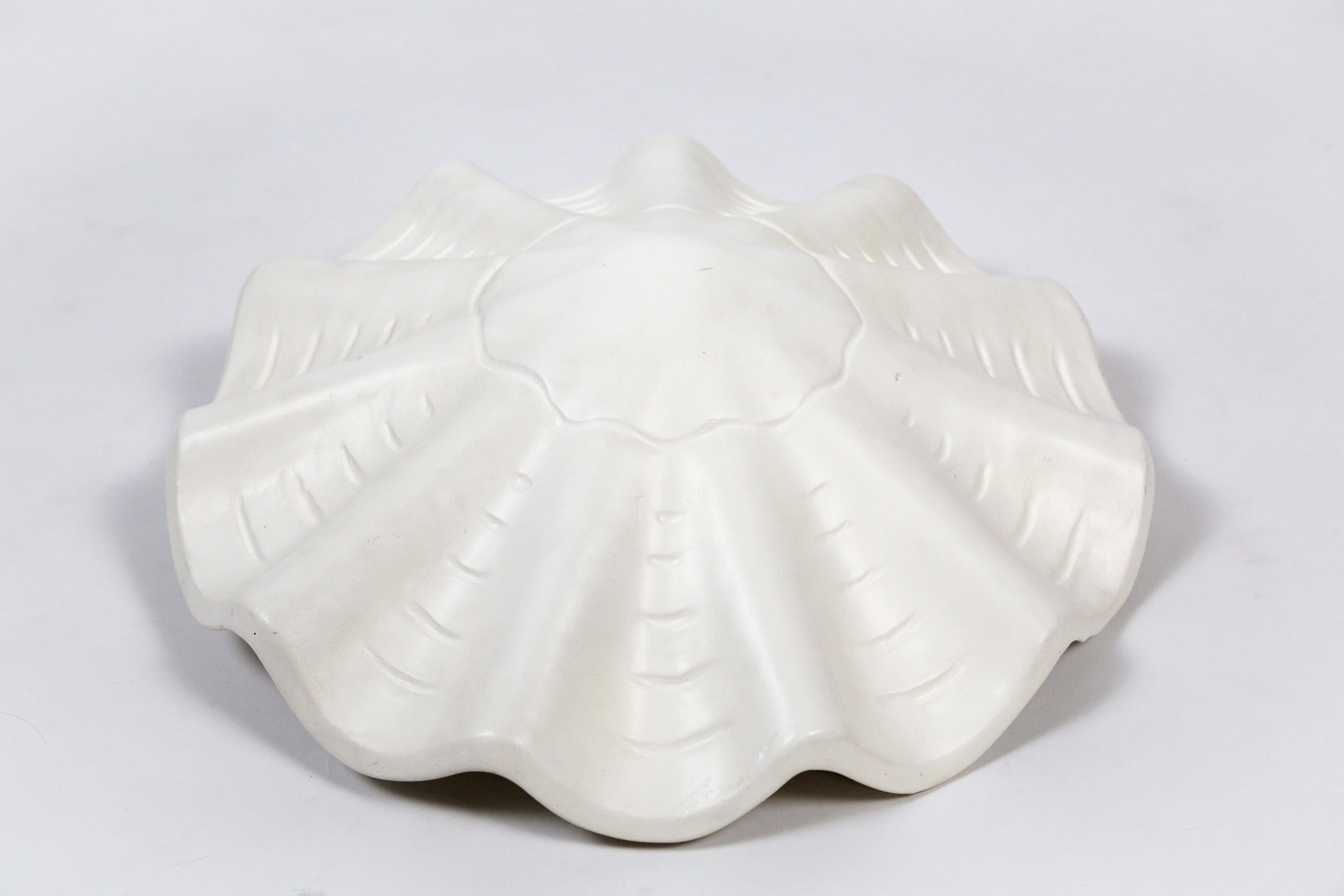 Mid-Century Modern White Vintage Casella Undulating Shell Pendant Light