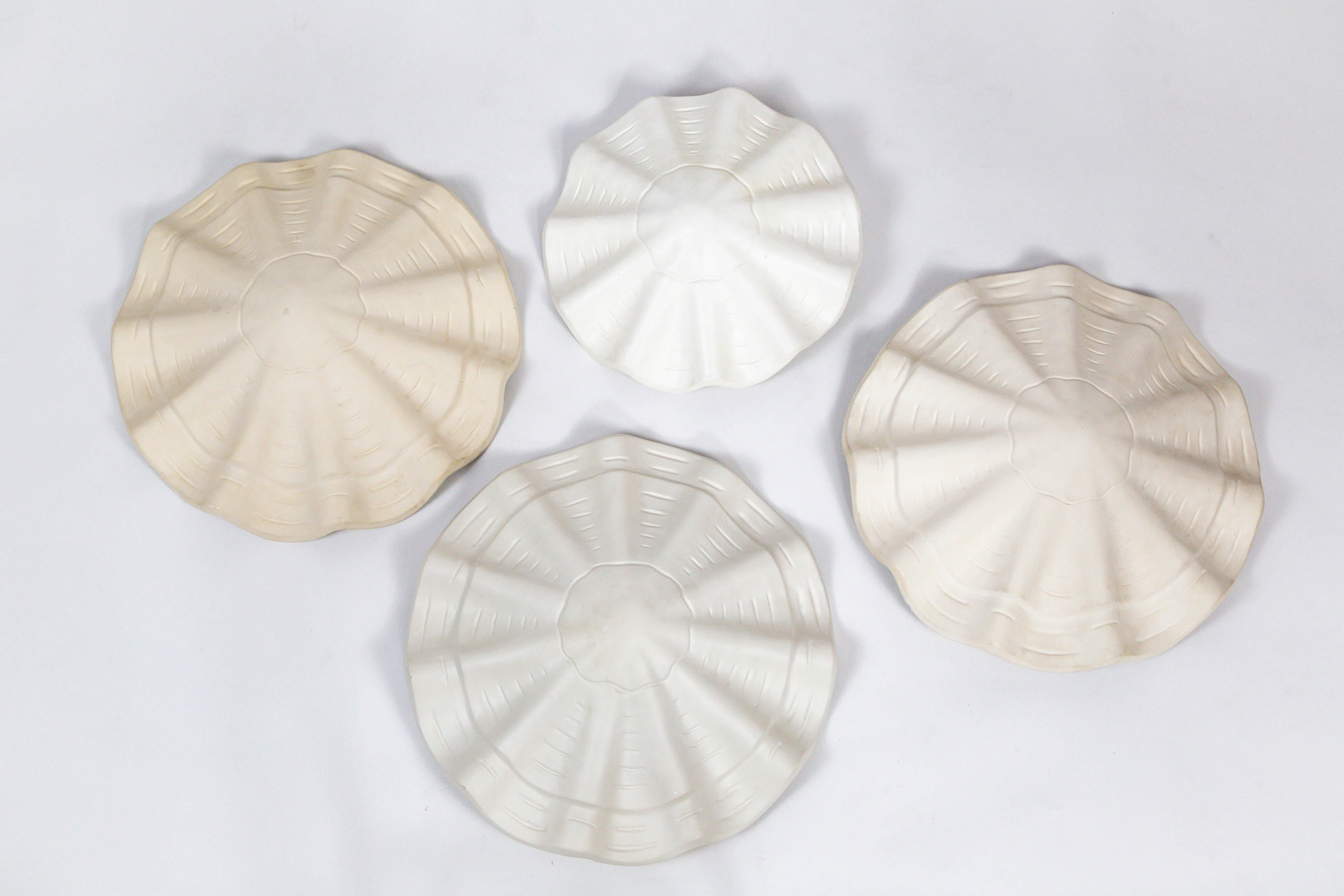 20th Century White Vintage Casella Undulating Shell Pendant Light