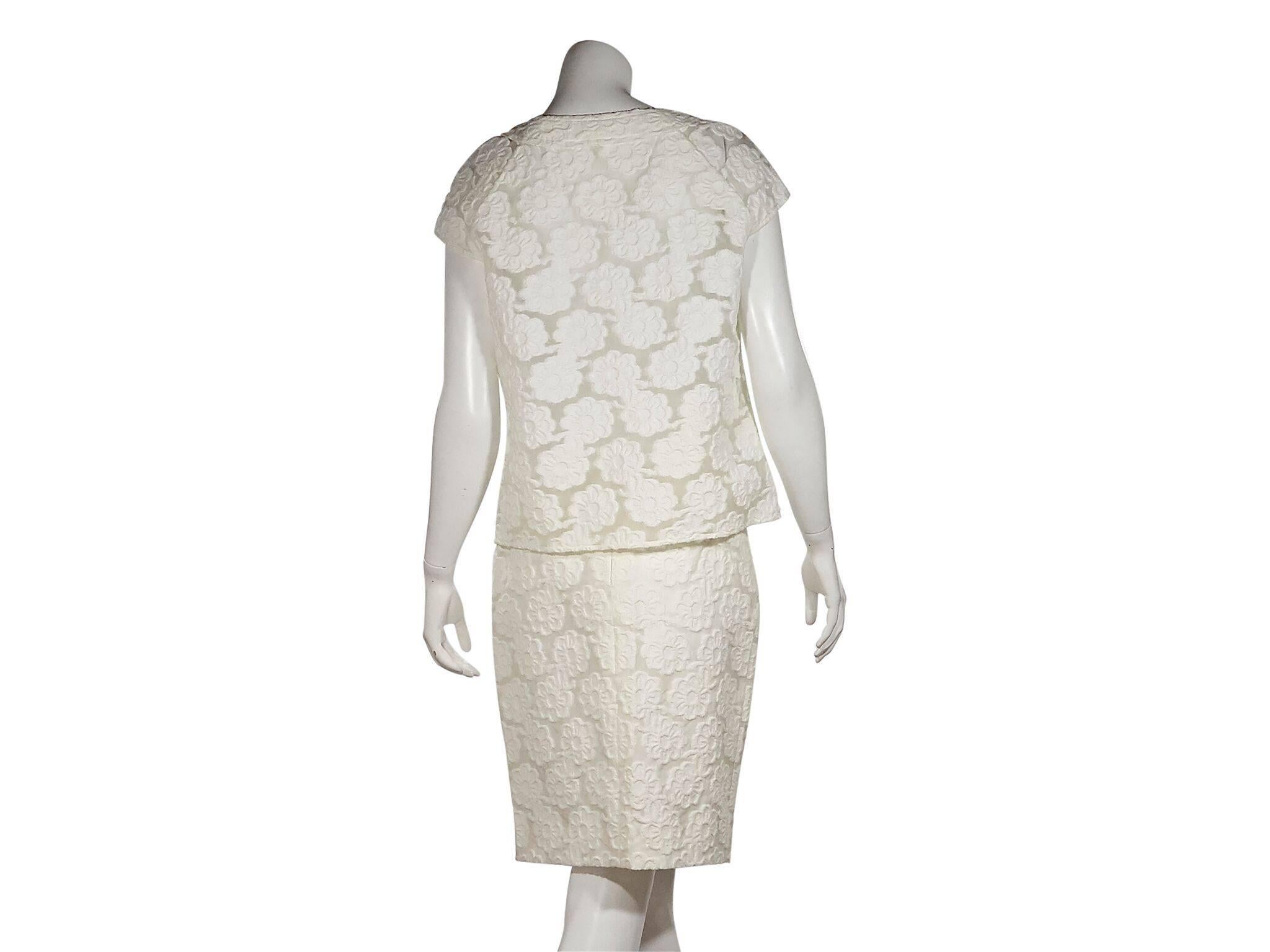 Gray White Vintage Chanel Floral Skirt Set
