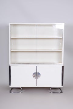 White Vintage Chrome Bauhaus Bookcase Manufactured by Vichr and Spol, 1930s