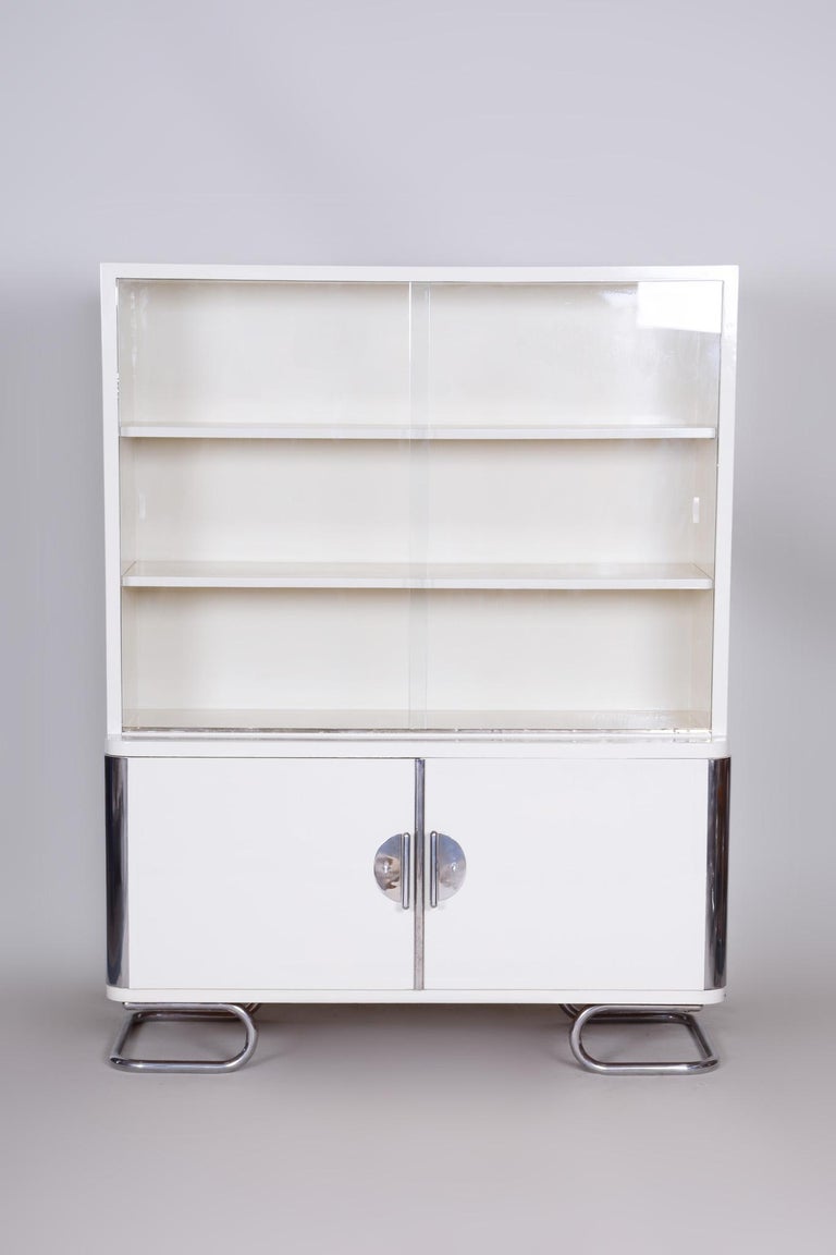 White Vintage Chrome Bauhaus Bookcase Manufactured by Vichr and Spol ...
