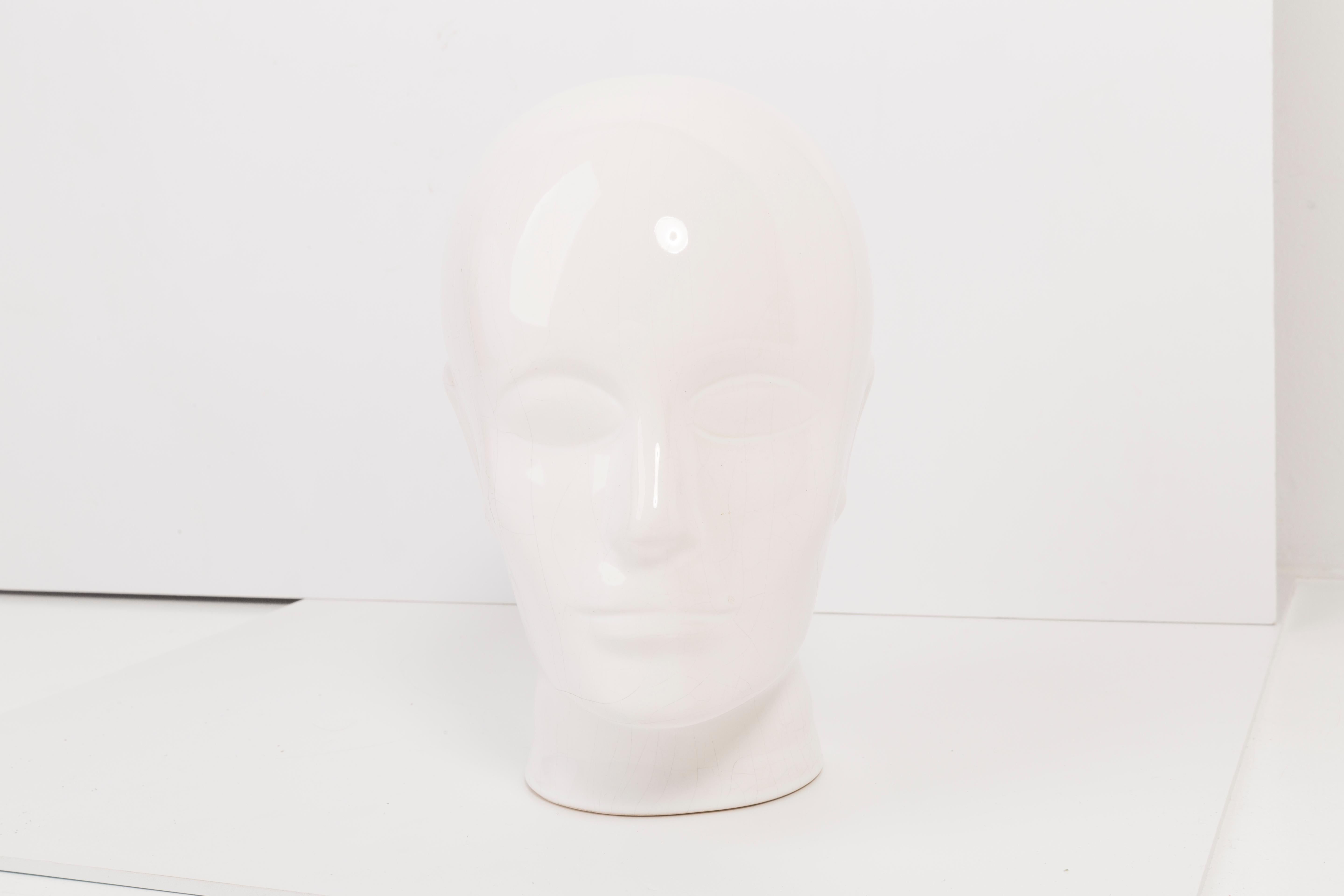 White Vintage Decorative Mannequin Porcelain Head Sculpture, 1970s, Germany In Good Condition For Sale In 05-080 Hornowek, PL