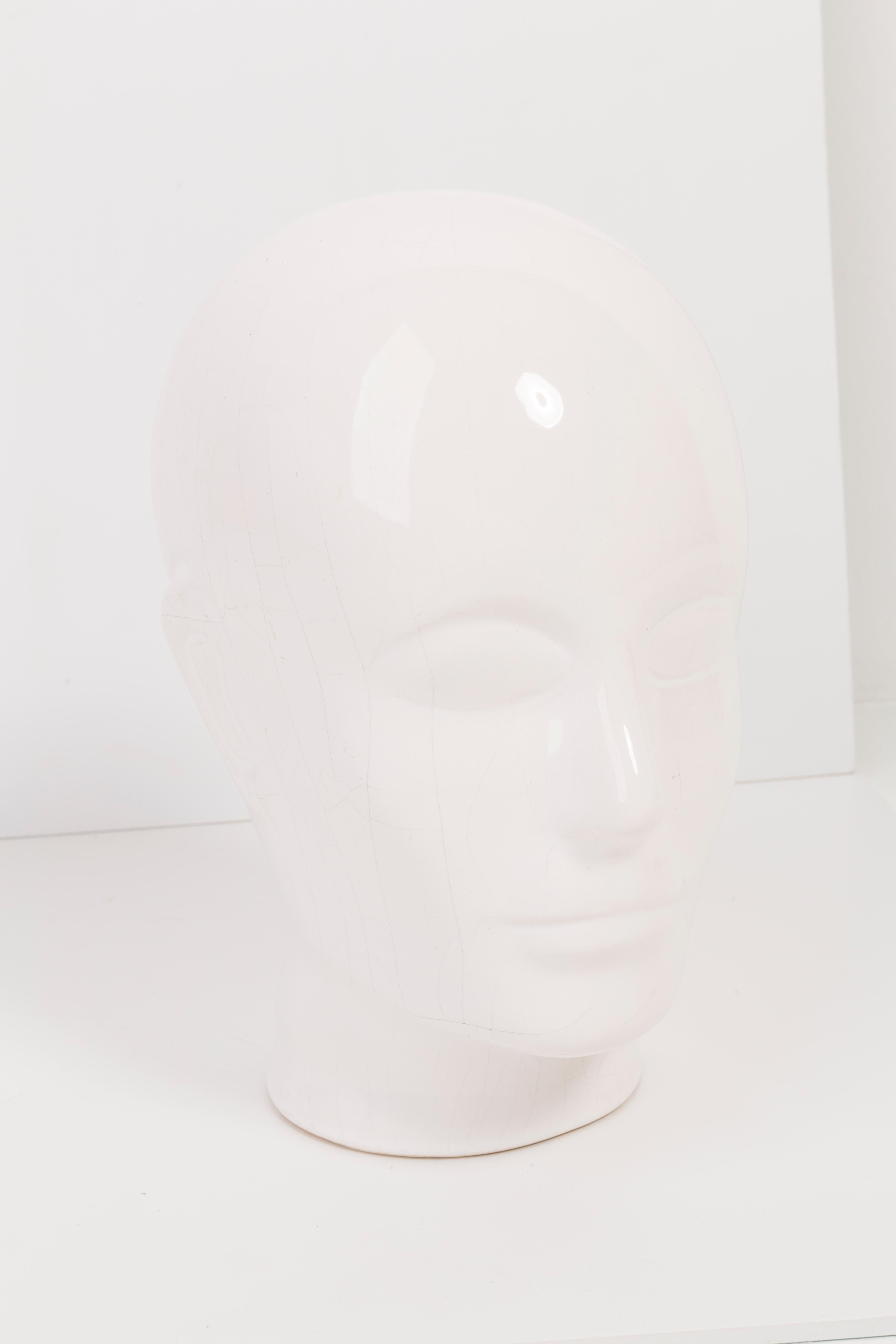 20th Century White Vintage Decorative Mannequin Porcelain Head Sculpture, 1970s, Germany For Sale