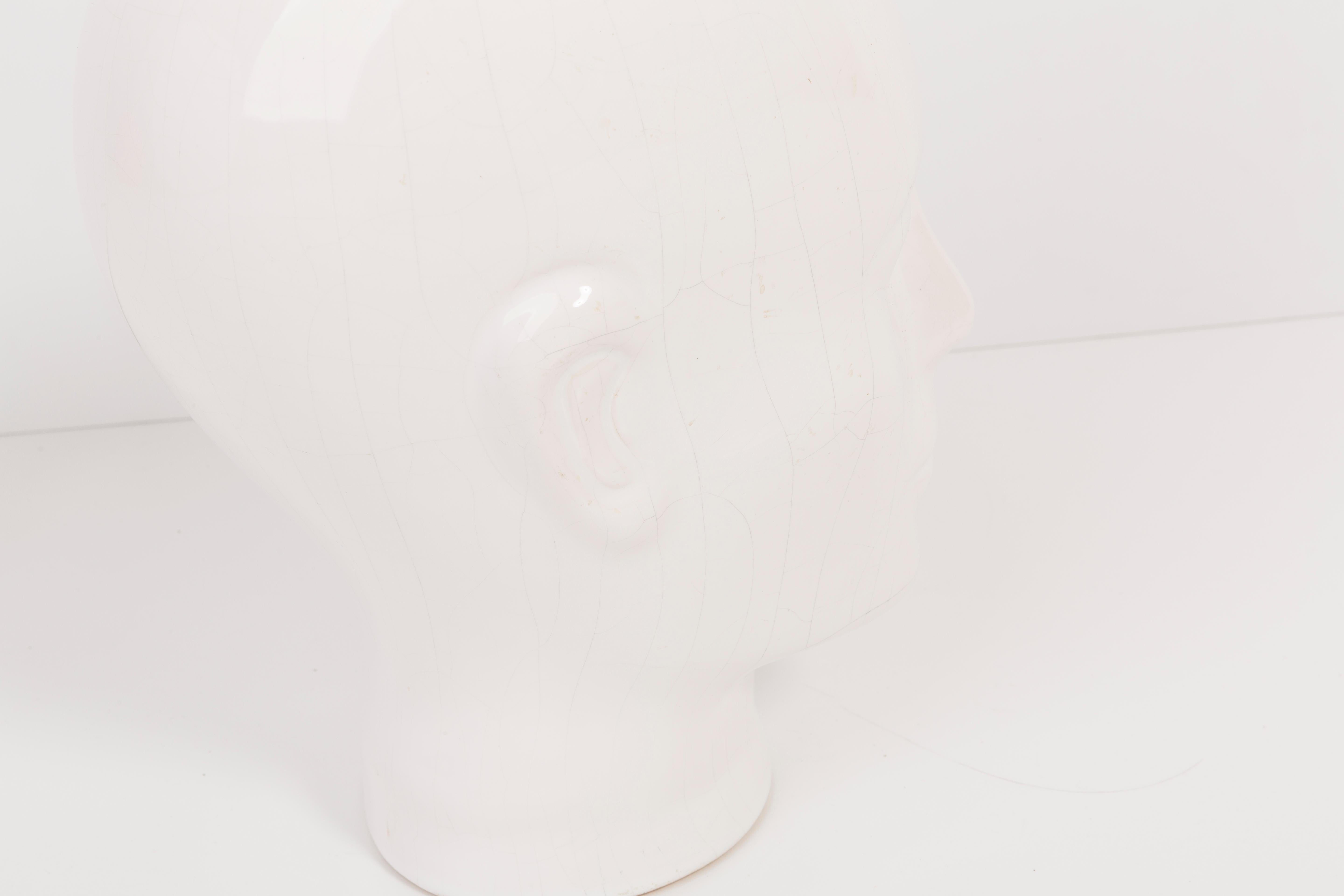 Glass White Vintage Decorative Mannequin Porcelain Head Sculpture, 1970s, Germany For Sale