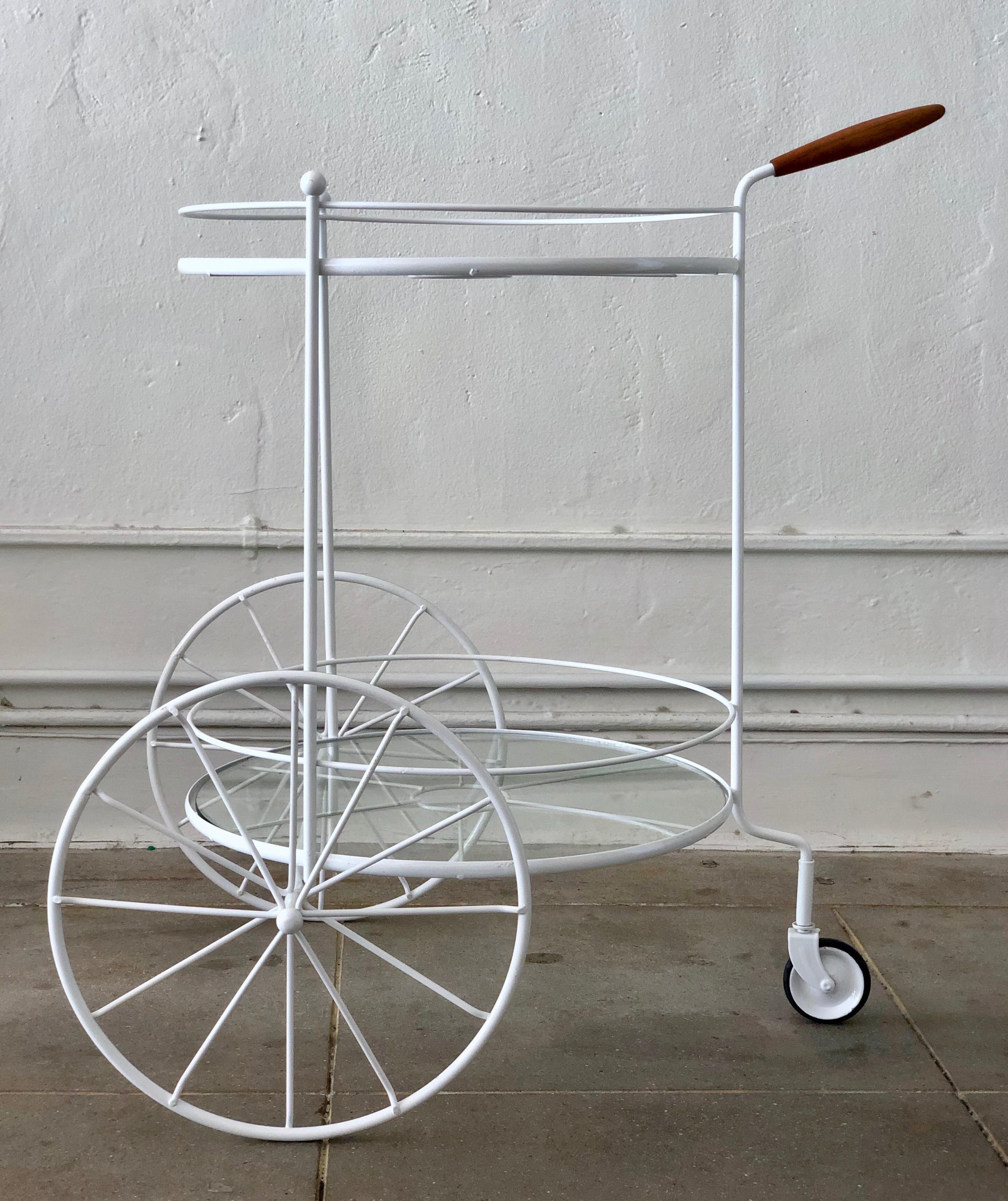 white wood bar cart